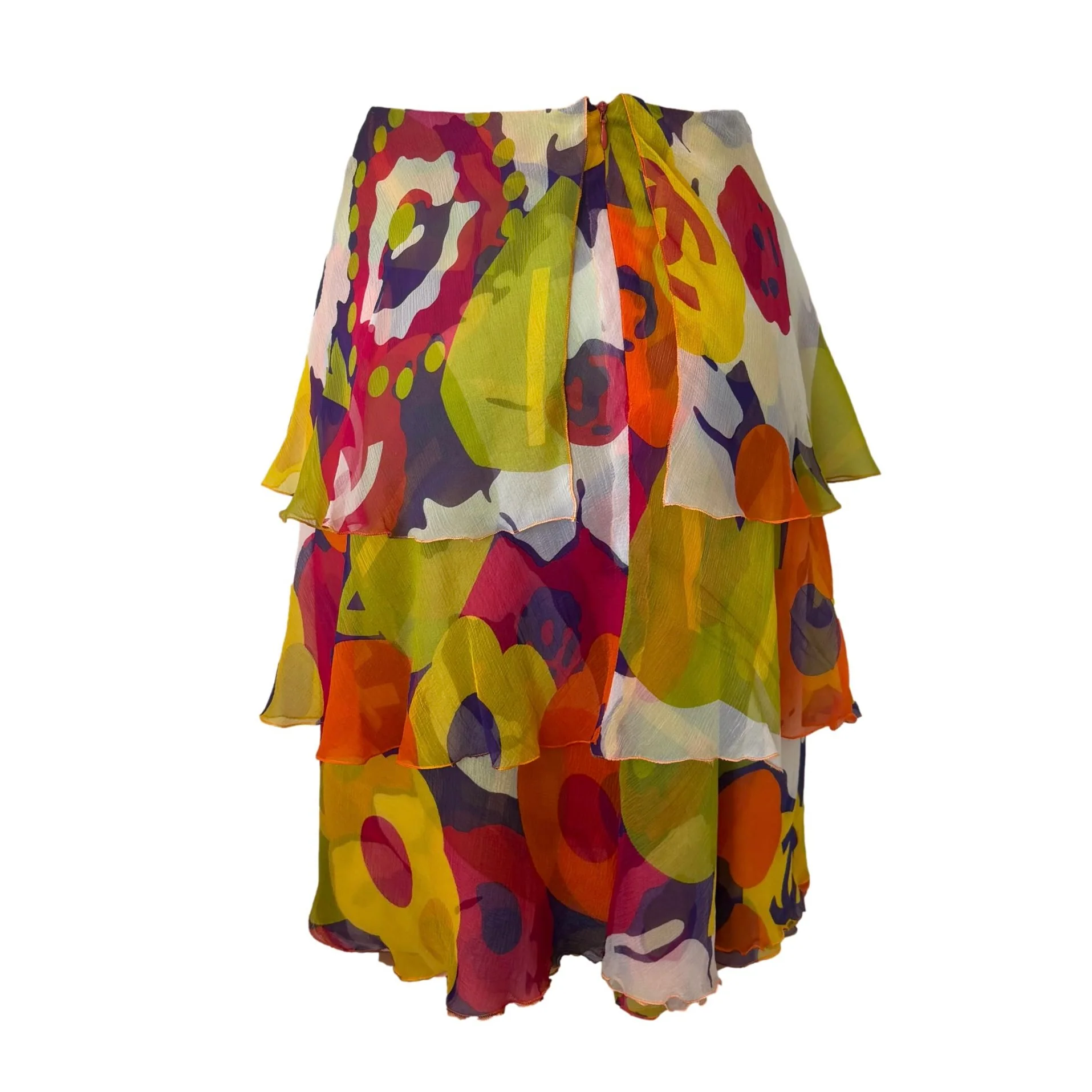Chanel Multicolor Silk Floral Print Skirt - Image 2