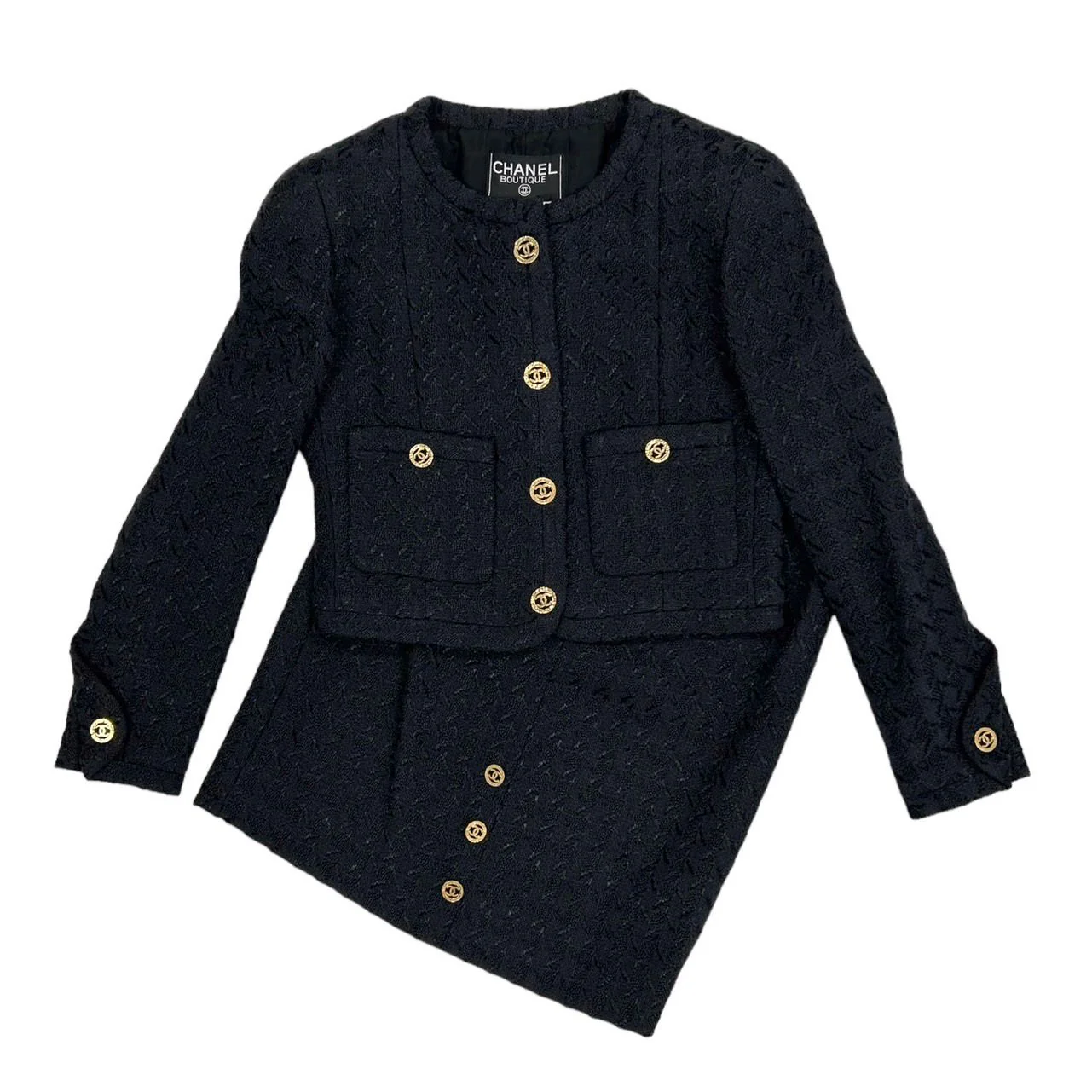 Chanel Navy Cropped Skirt Set - Image 2