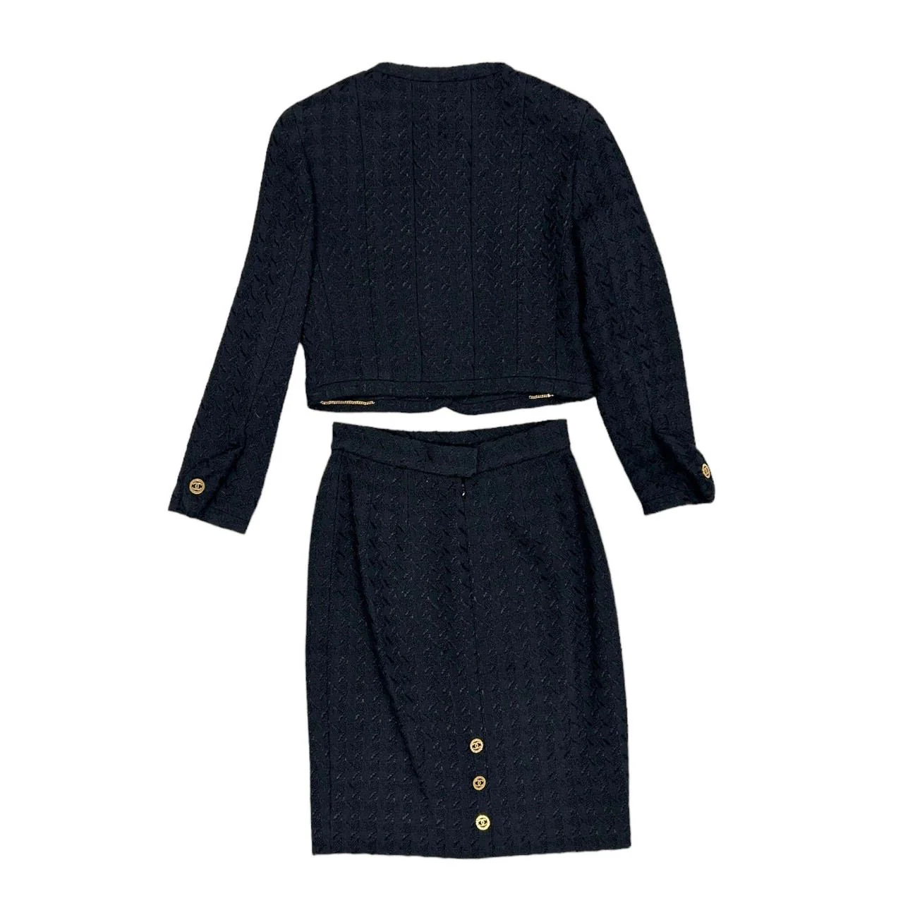 Chanel Navy Cropped Skirt Set - Image 3