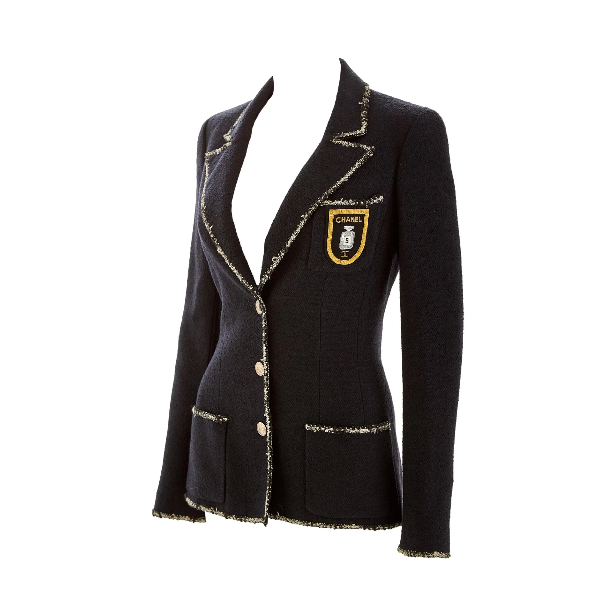 Chanel Navy Logo Crest Blazer - Image 2