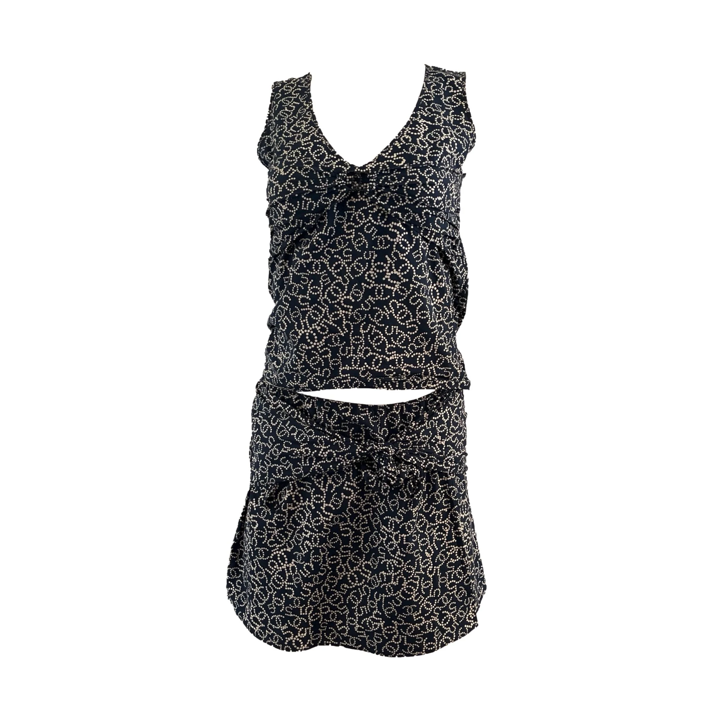 Chanel Navy Logo Skirt Set