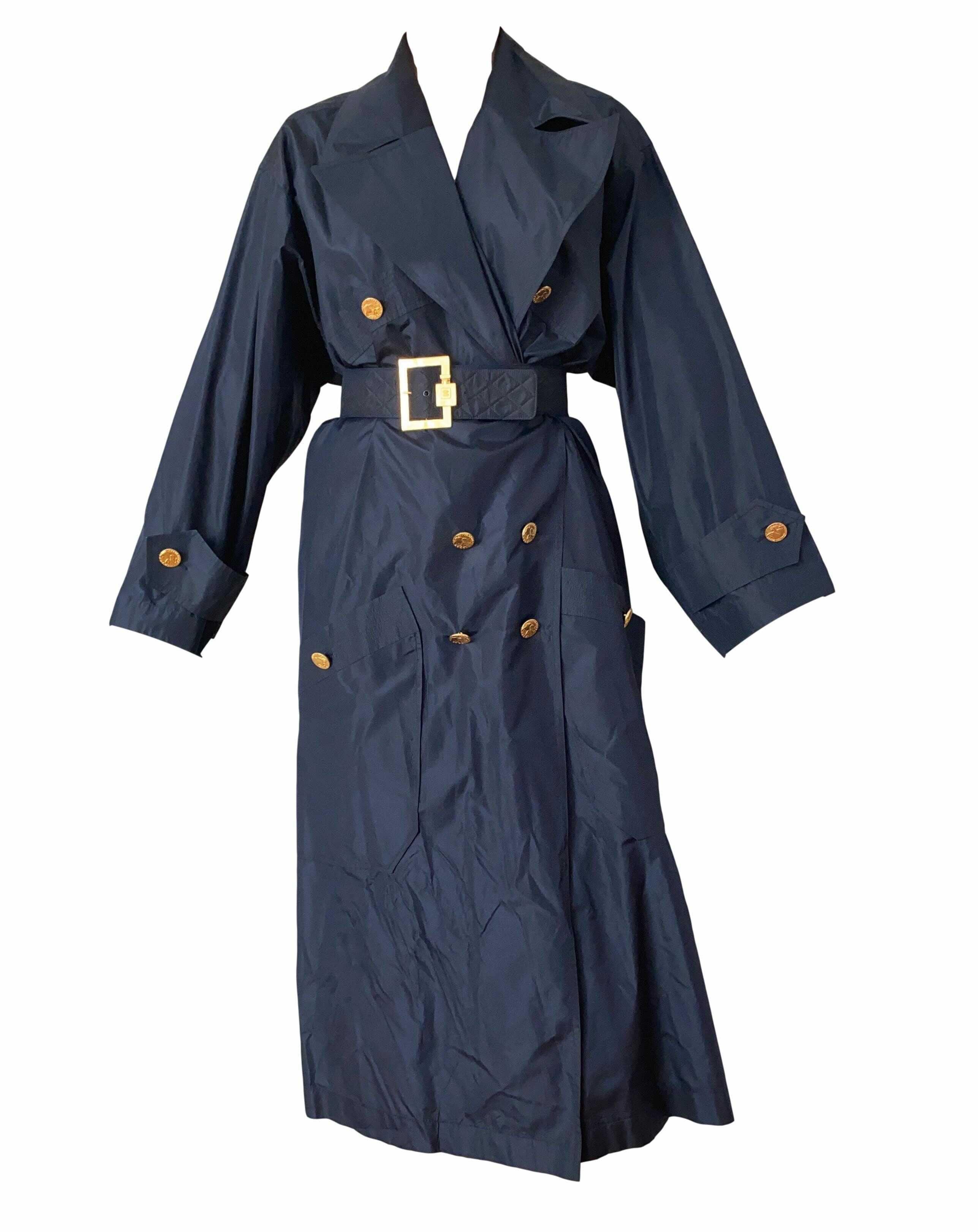 Chanel Navy Logo Trench Coat