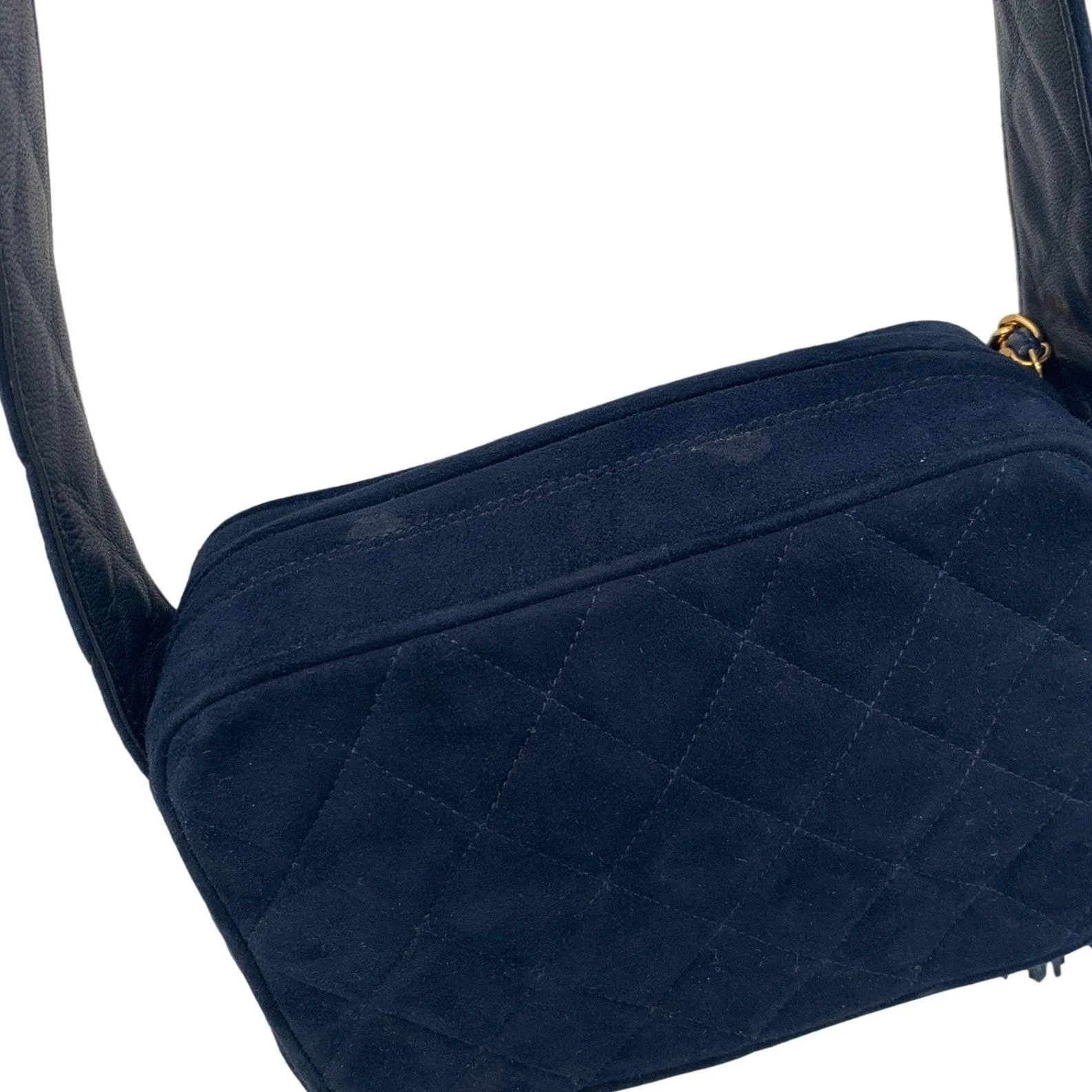 Chanel Navy Suede Tassel Logo Camera Bag - Image 5