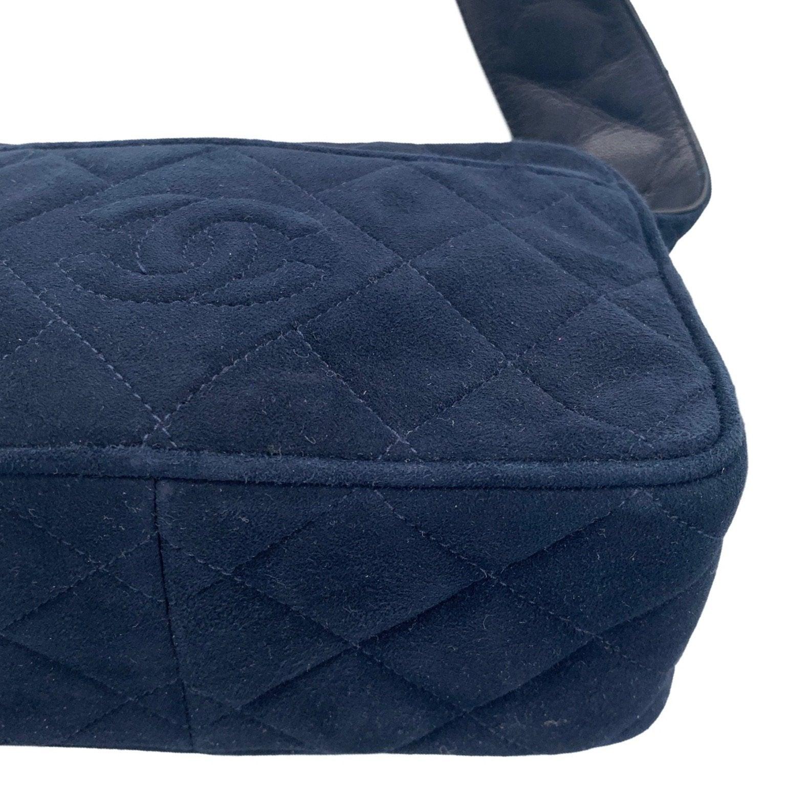 Chanel Navy Suede Tassel Logo Camera Bag - Image 7