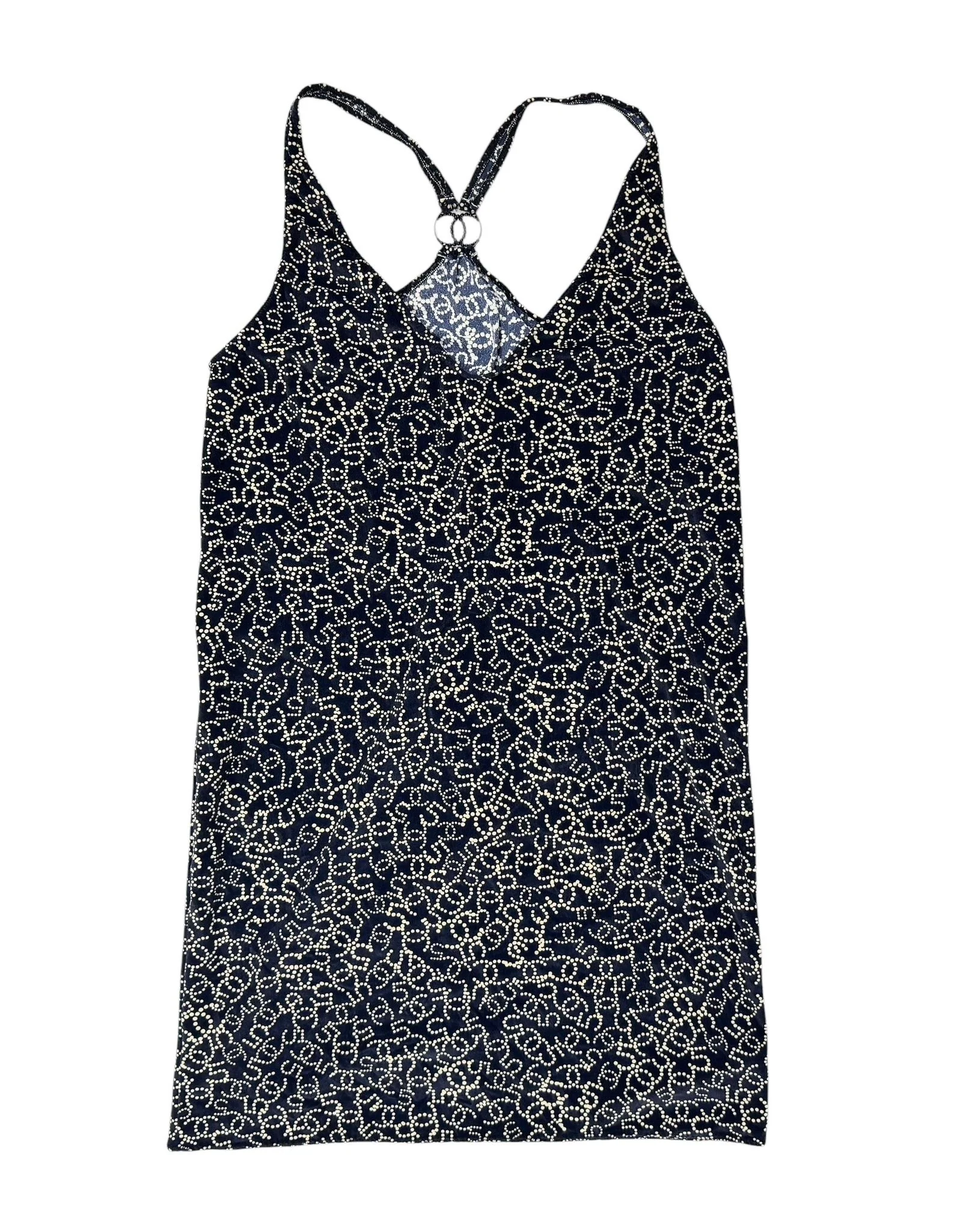 Chanel Navy Velour Logo Dress