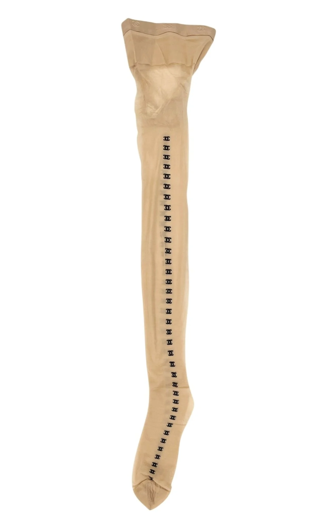 Chanel Nude + Black Logo Tights - Image 2