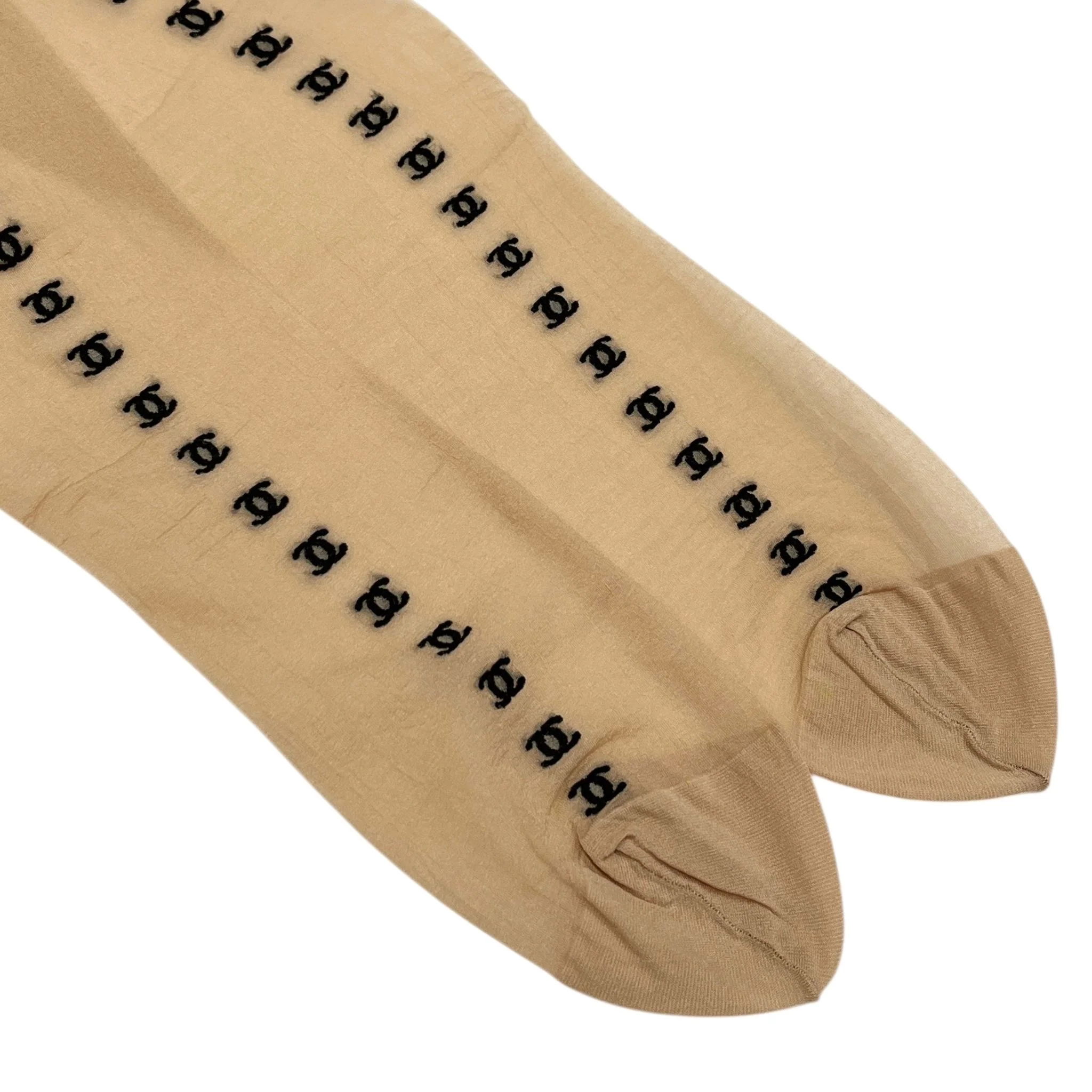 Chanel Nude + Black Logo Tights - Image 3