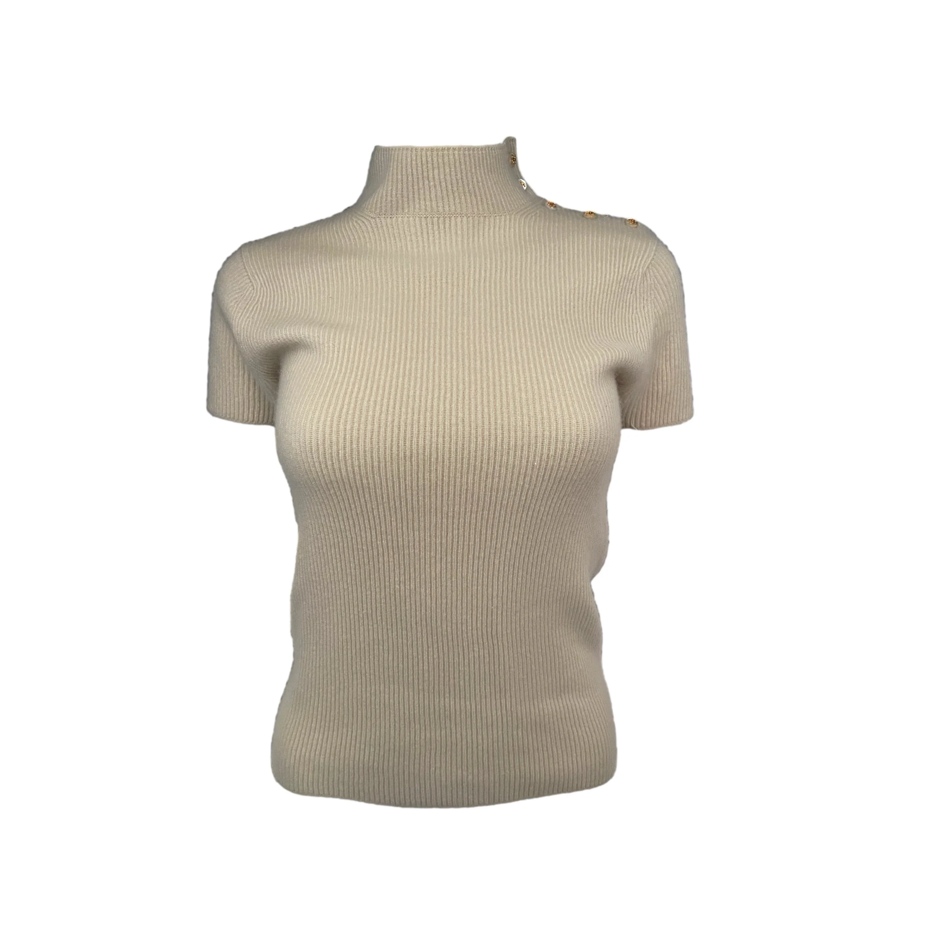 Chanel Nude Cashmere Ribbed Top