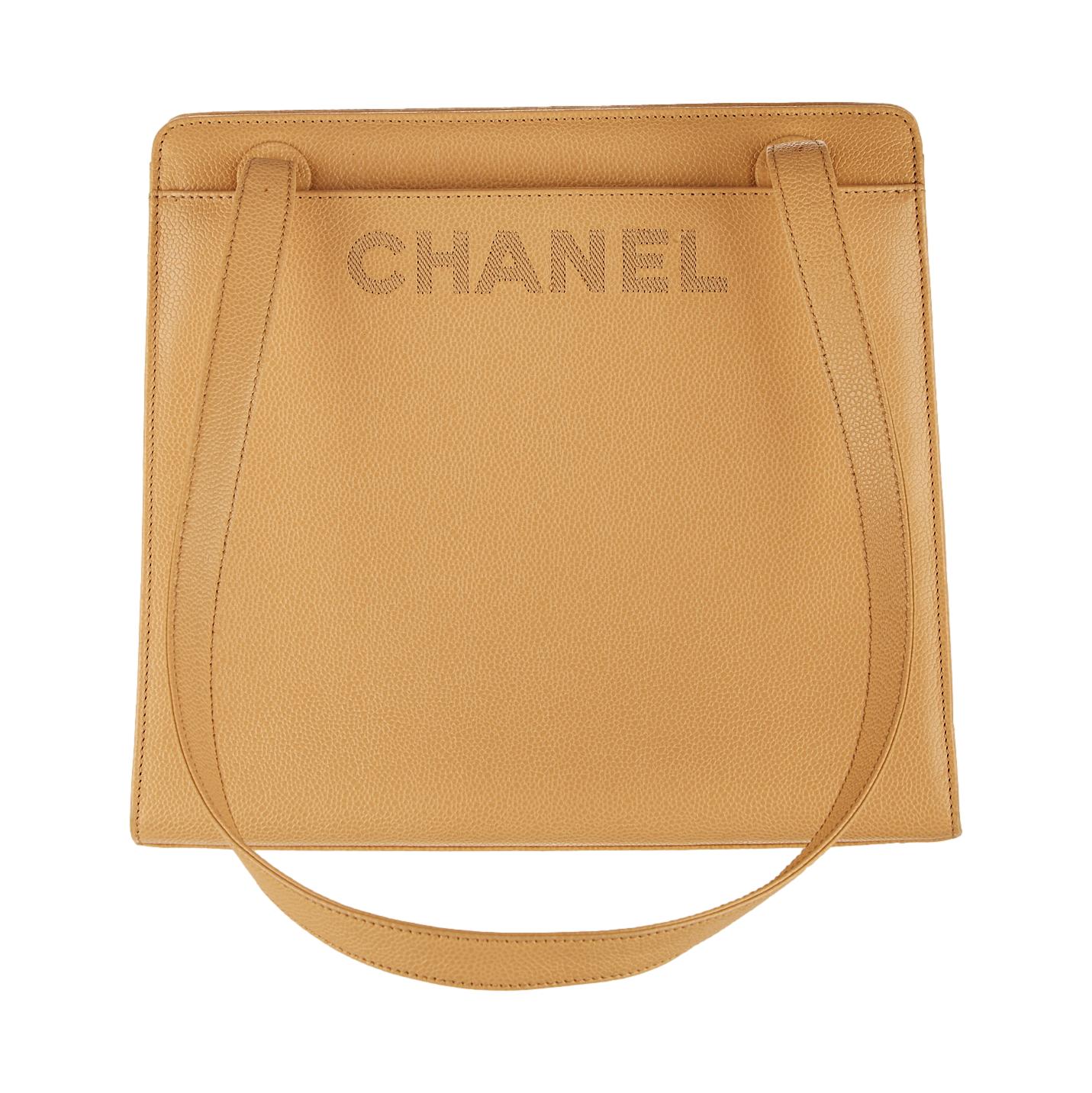 Chanel Nude Logo Caviar Shoulder Tote