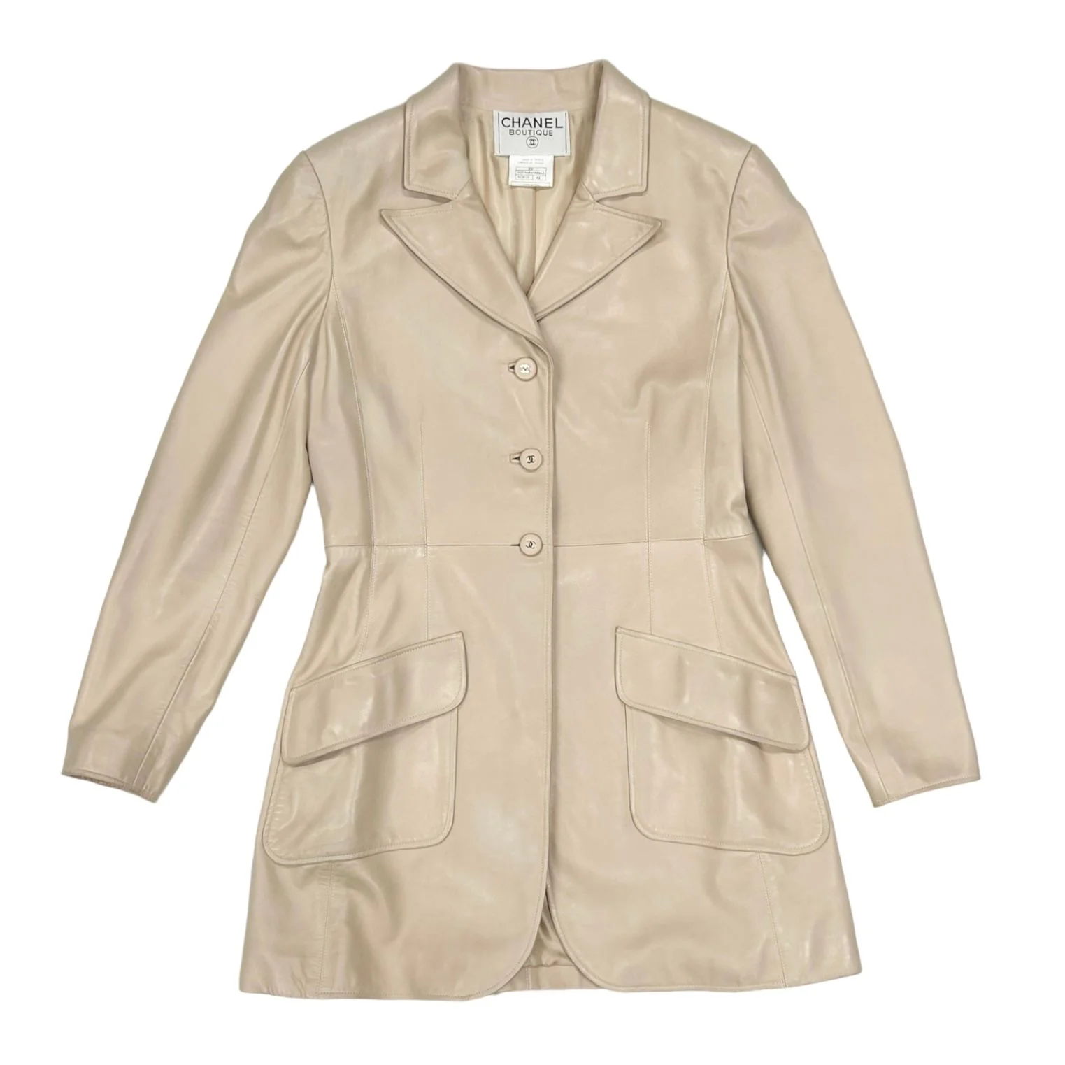Chanel Nude Logo Leather Logo Jacket - Image 2