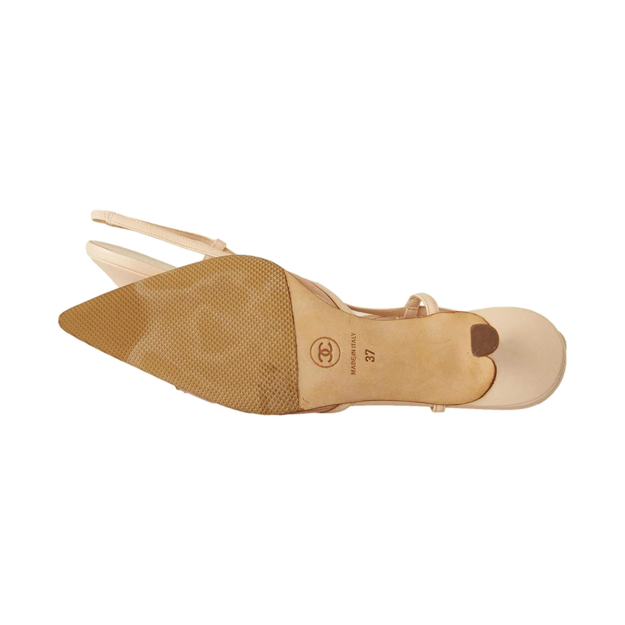 Chanel Nude Logo Slingback Heels - Image 3