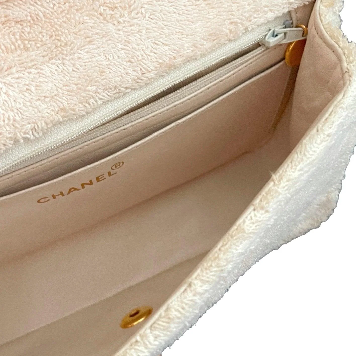 Chanel Nude Terry Cloth Flap Bag - Image 6