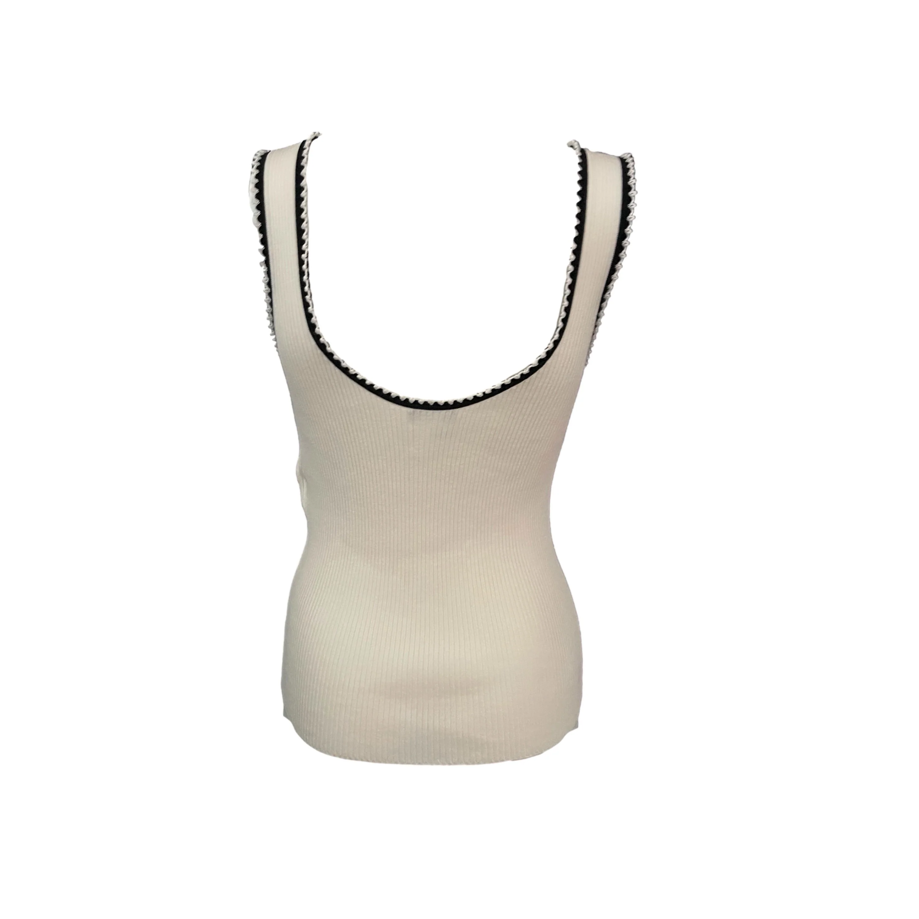 Chanel Off White Ribbed Logo Tank Top - Image 2