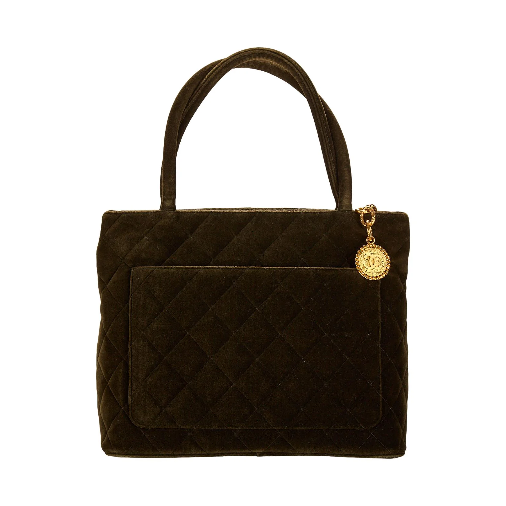 Chanel Olive Green Medallion Top Handle Bag - Image 2