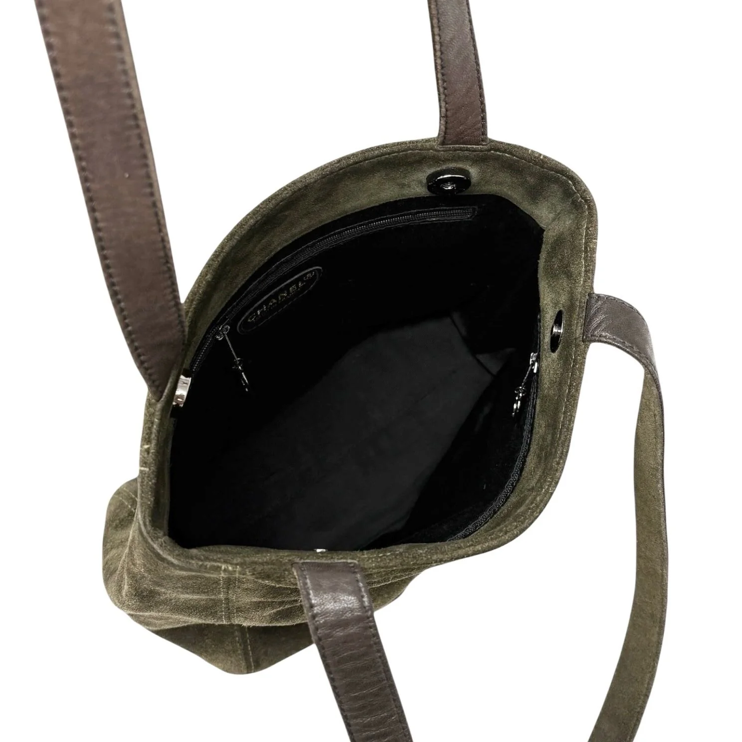 Chanel Olive Green Suede Shoulder Bag - Image 3
