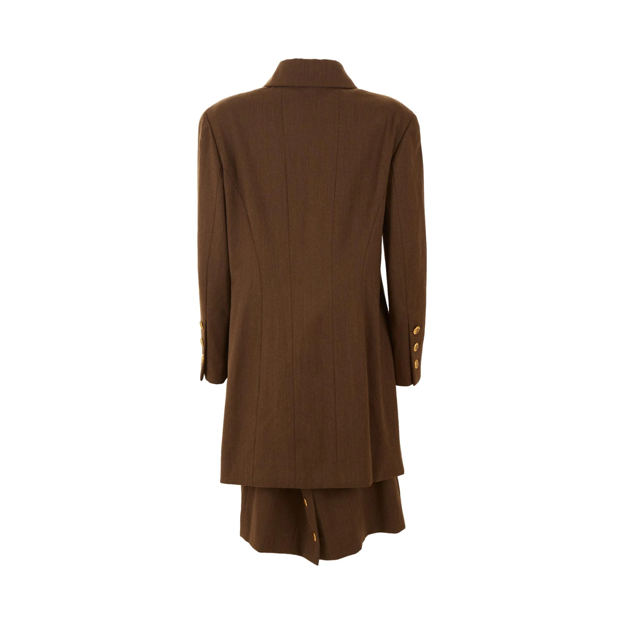 Chanel Olive Logo Button Skirt Set - Image 3