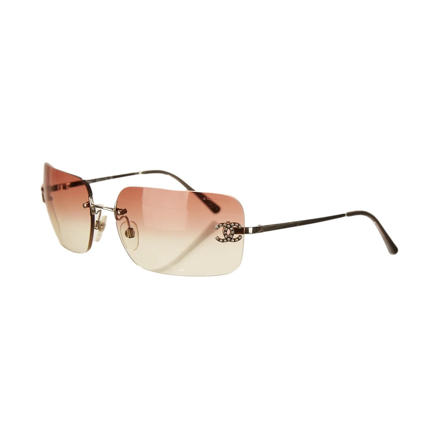 Chanel Ombre Rimless Rhinestone Logo Sunglasses