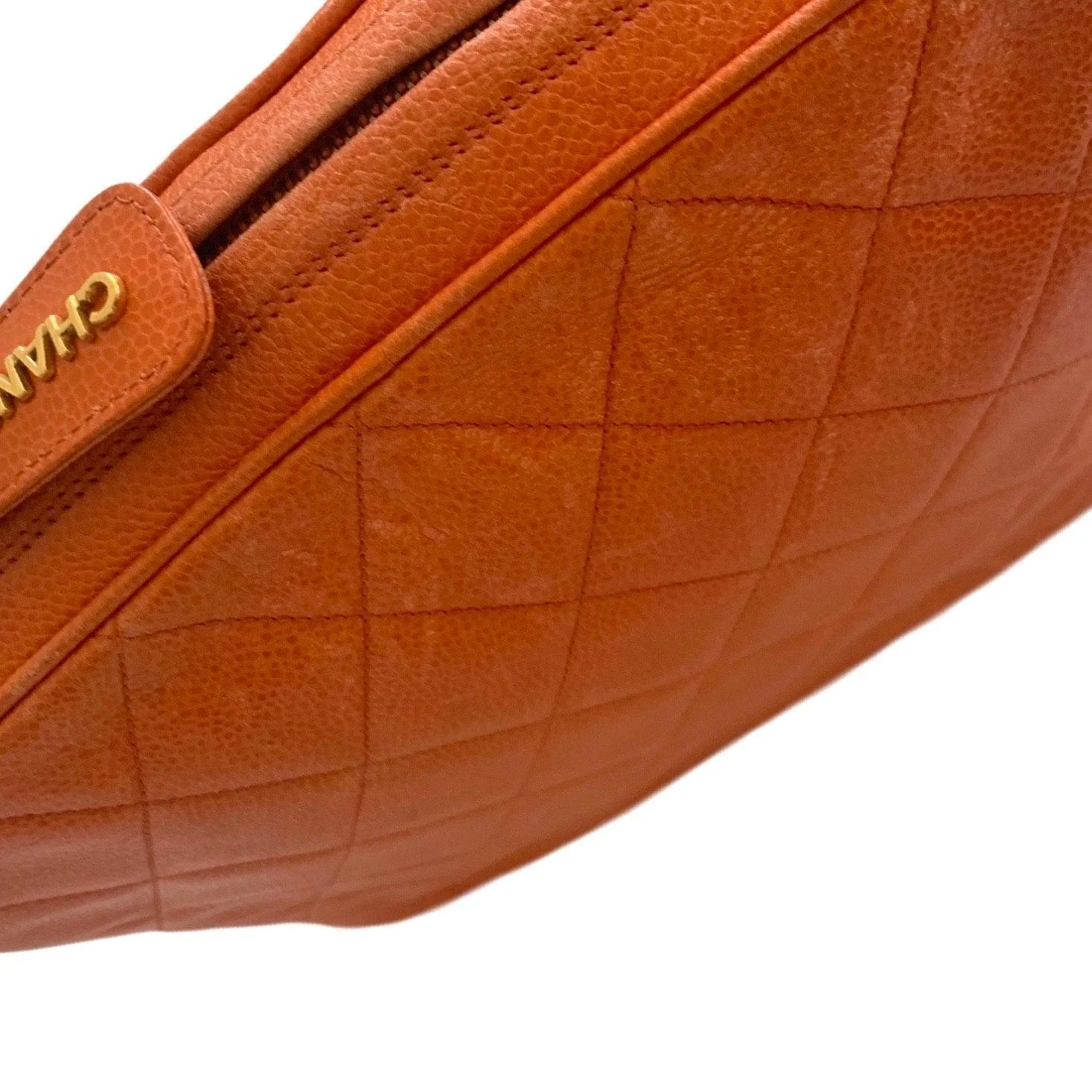 Chanel Orange Caviar Quilted Crossbody - Image 3
