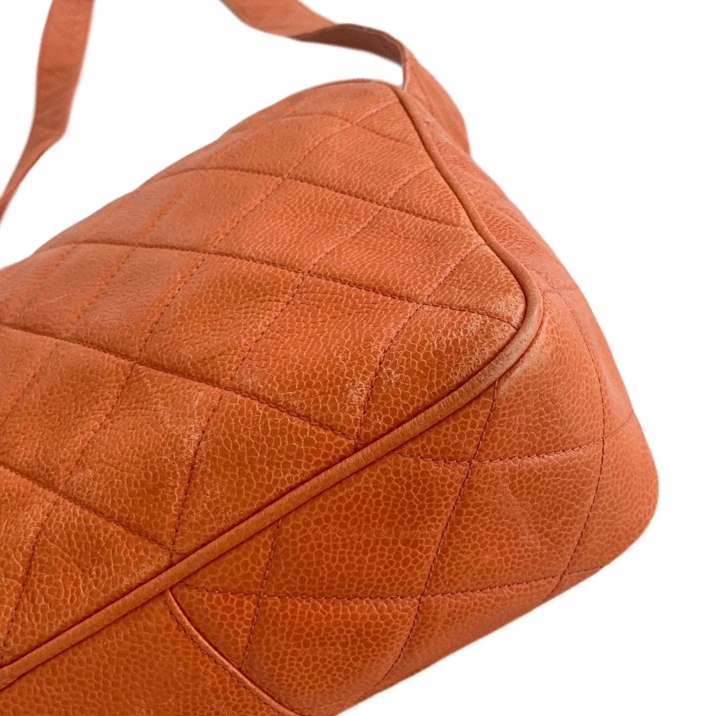 Chanel Orange Caviar Quilted Crossbody - Image 6