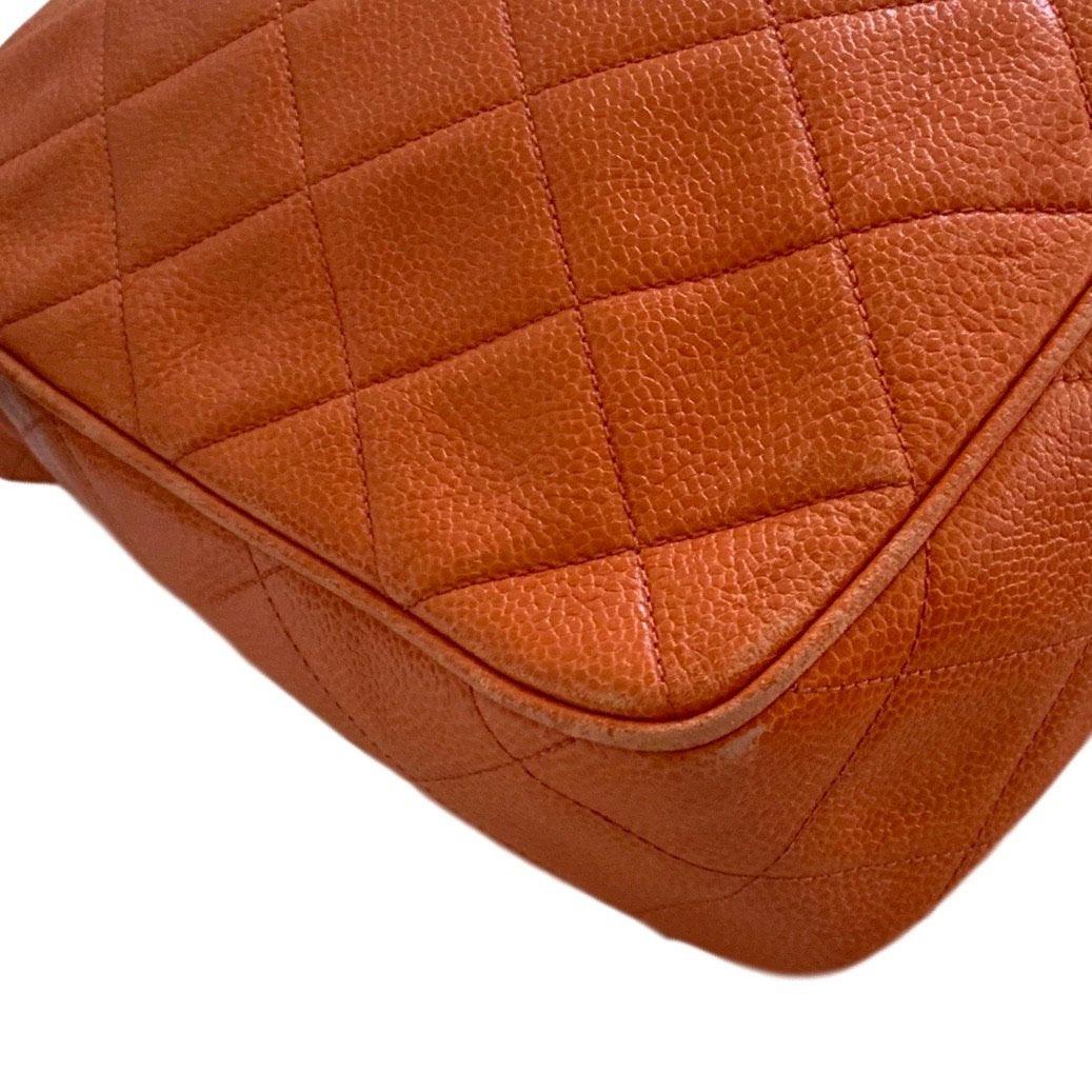 Chanel Orange Caviar Quilted Crossbody - Image 7