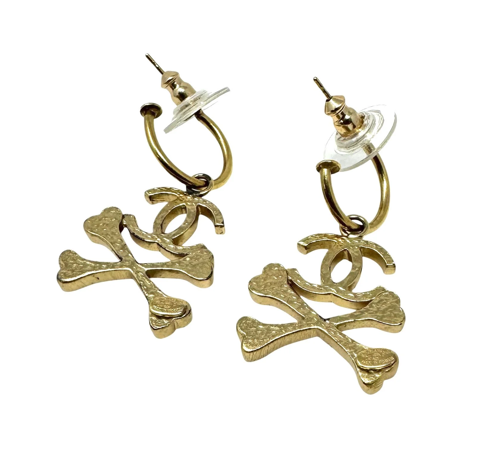 Chanel Orange Crossbone Earrings - Image 3