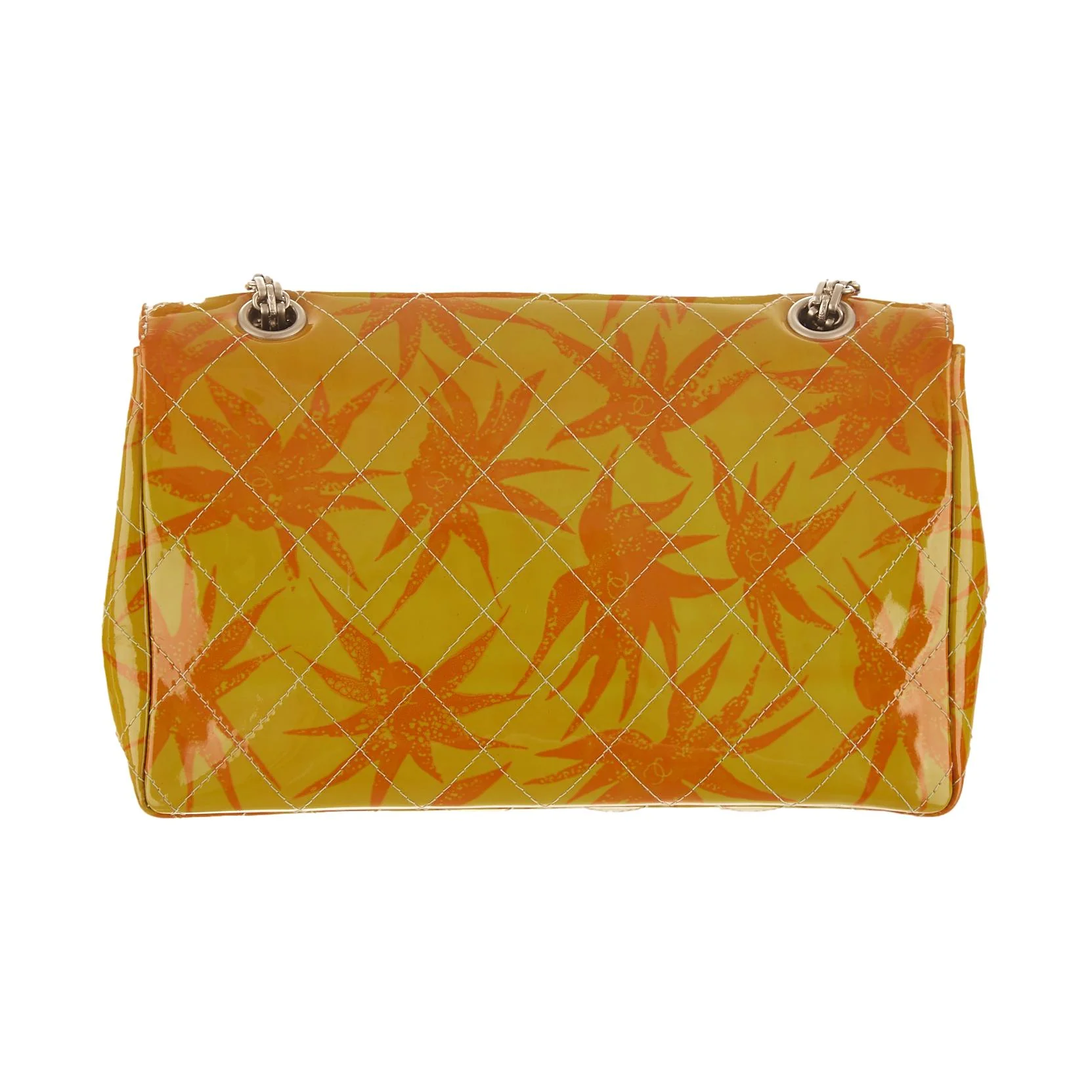 Chanel Orange Floral Print Chain Bag - Image 3