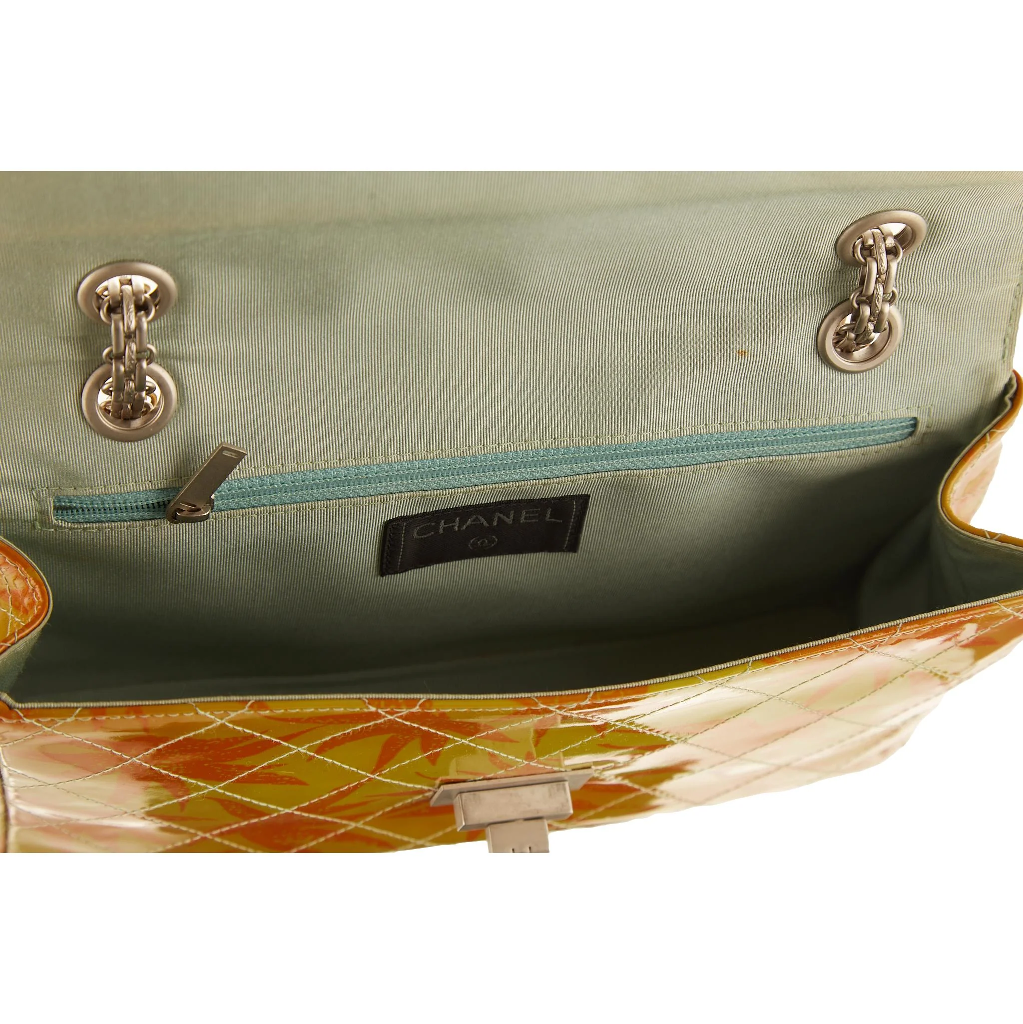 Chanel Orange Floral Print Chain Bag - Image 5
