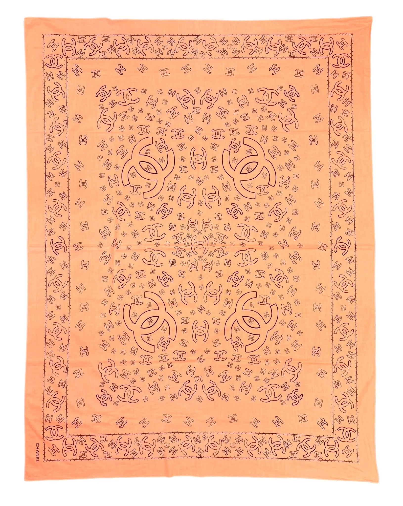 Chanel Orange Jumbo Logo Scarf