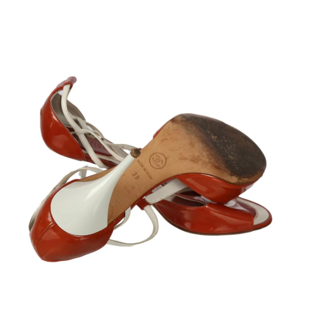 Chanel Orange Logo Heels - Image 3