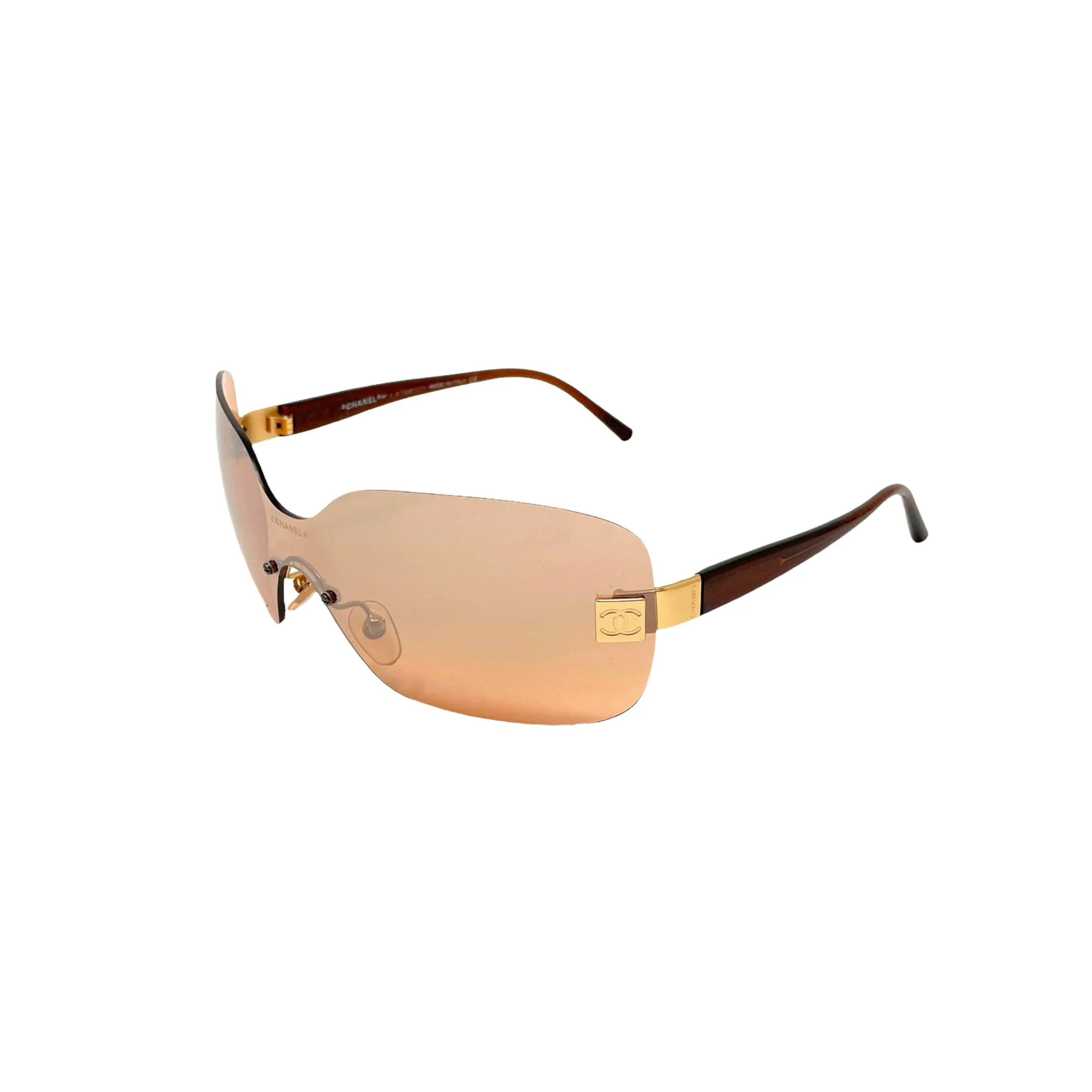 Chanel Orange Logo Rimless Sunglasses
