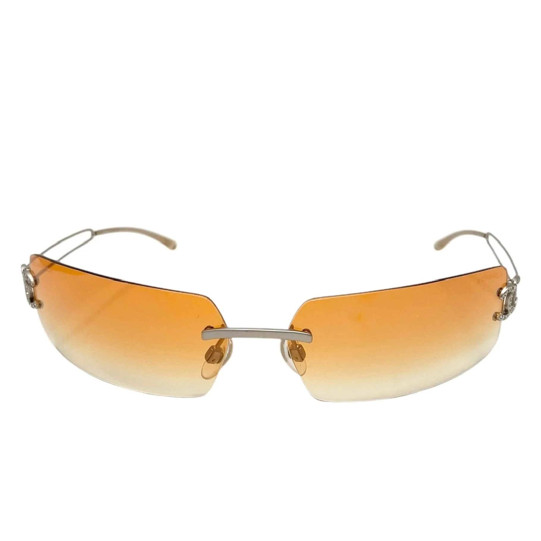 Chanel Orange Ombre Rhinestone Rimless Sunglasses - Image 2