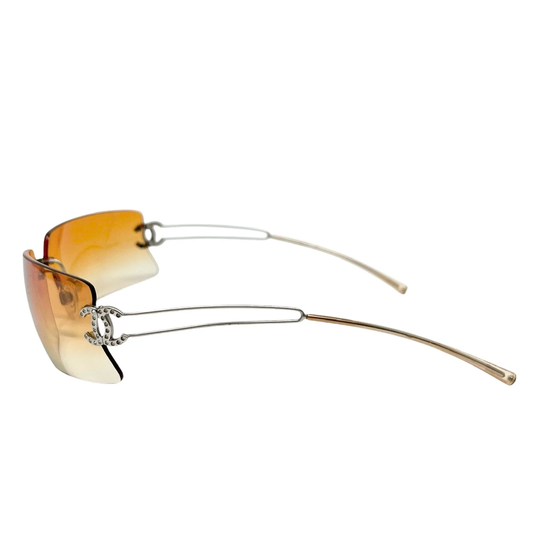 Chanel Orange Ombre Rhinestone Rimless Sunglasses - Image 3