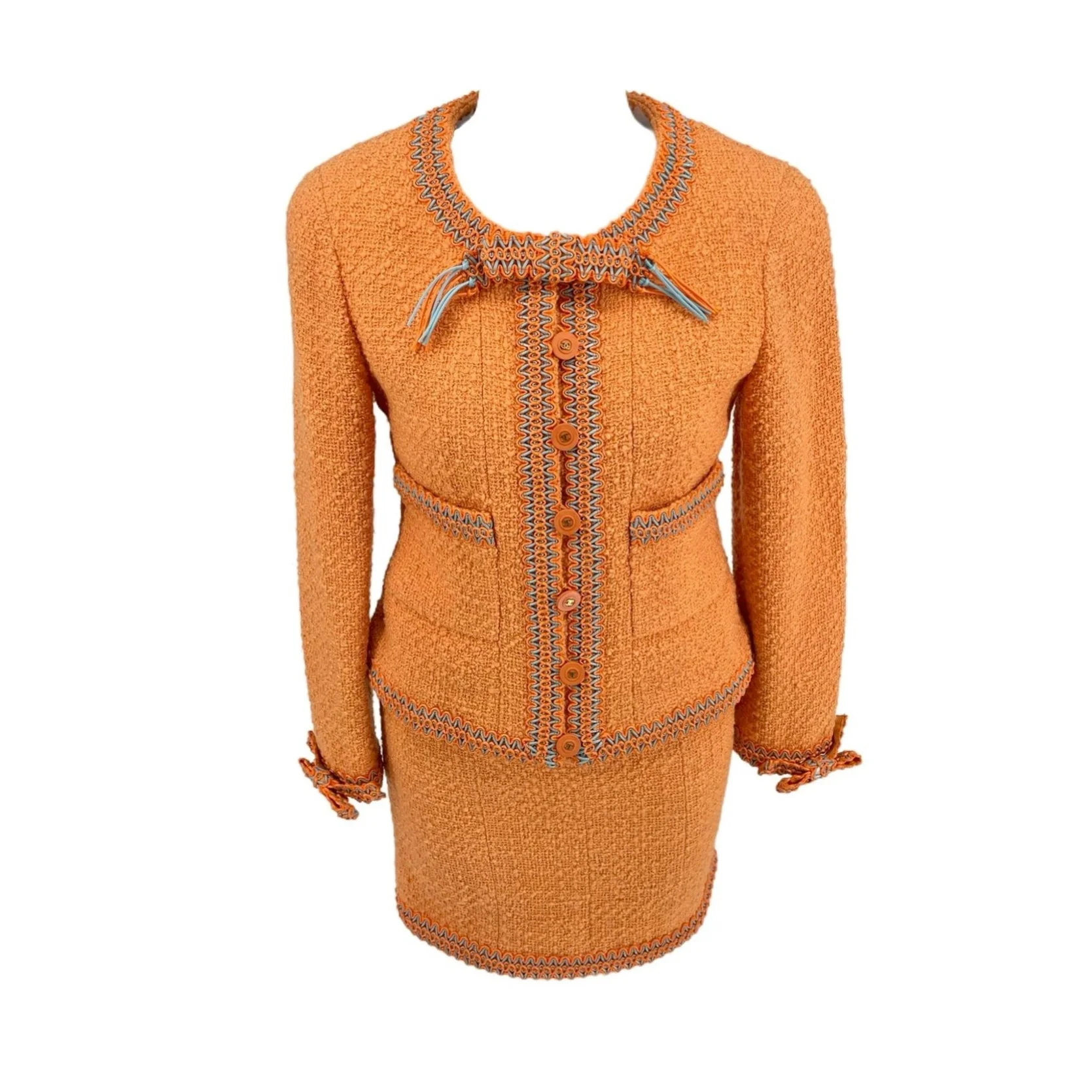 Chanel Orange Rare Logo Skirt Set - Image 3