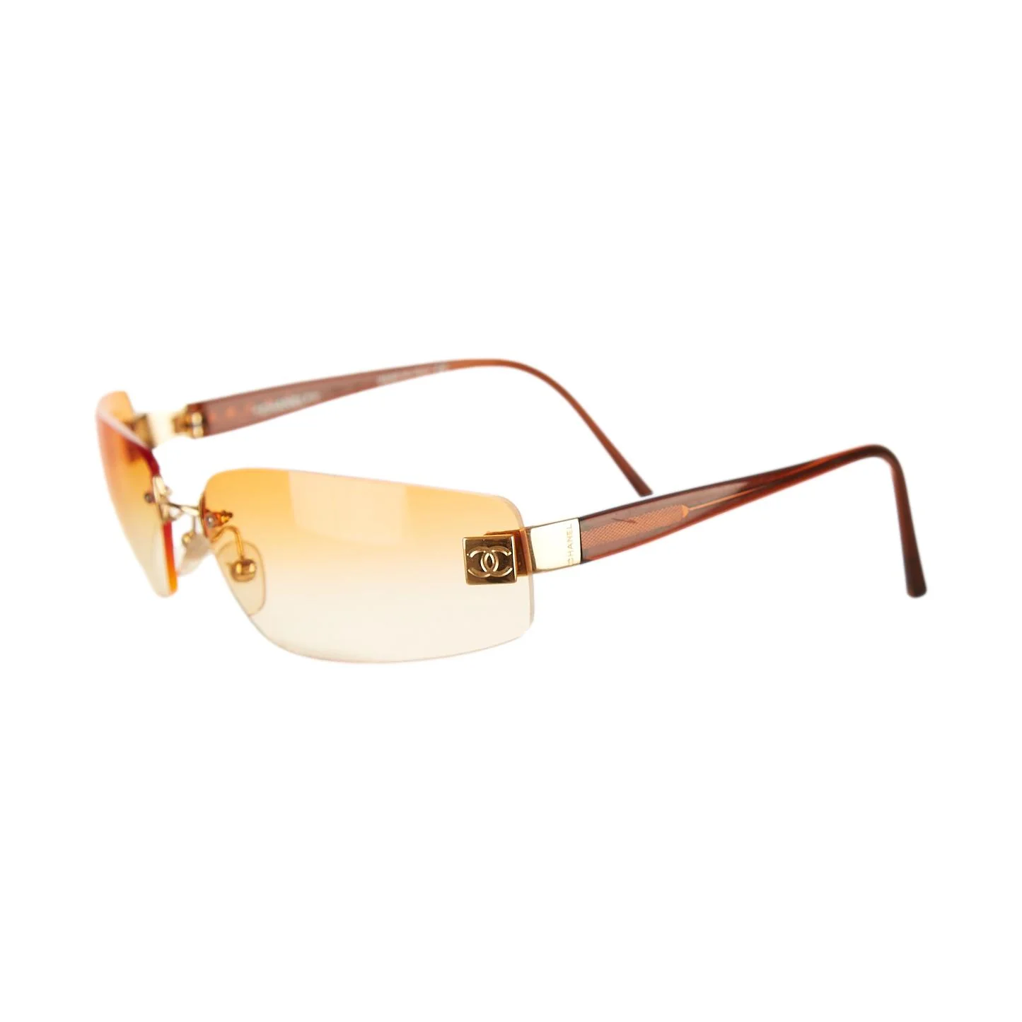 Chanel Orange Rimless Logo Sunglasses