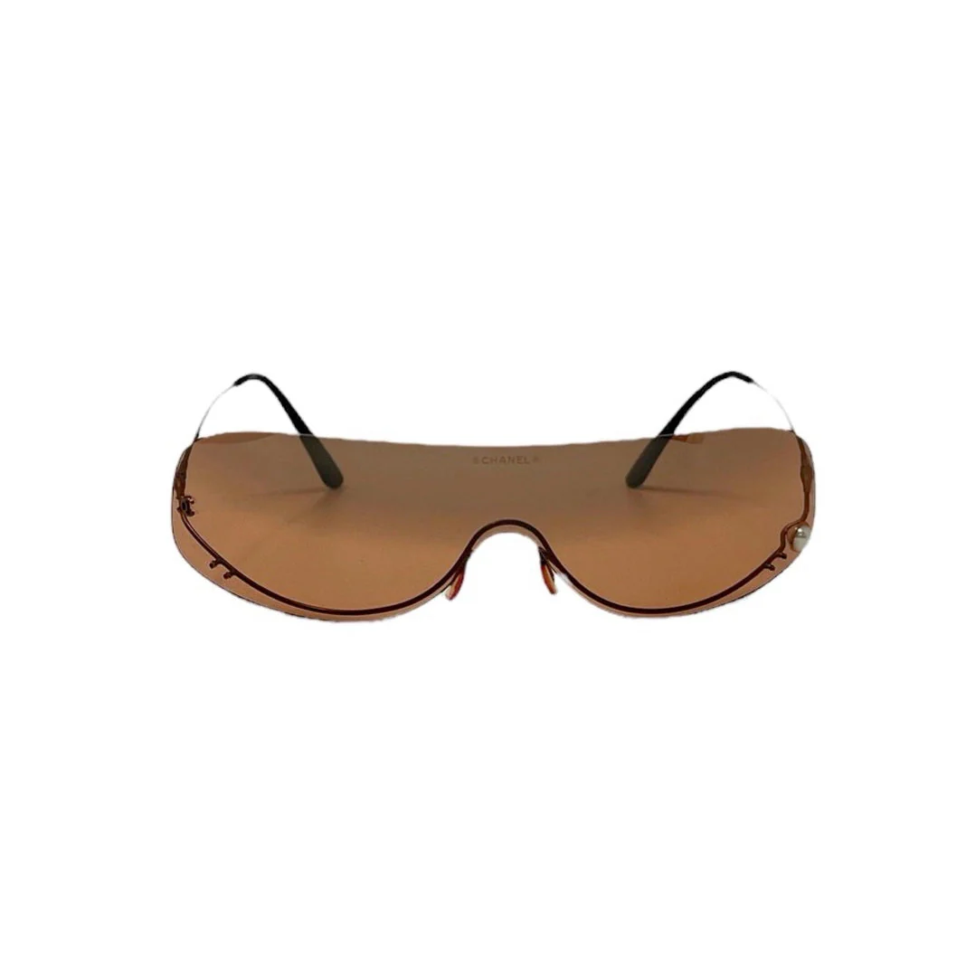Chanel Orange Rimless Pearl Sunglasses - Image 3