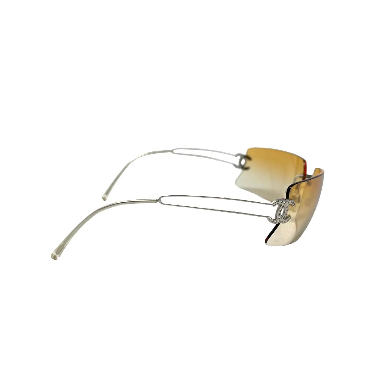 Chanel Orange Rimless Rhinestone Sunglasses - Image 2