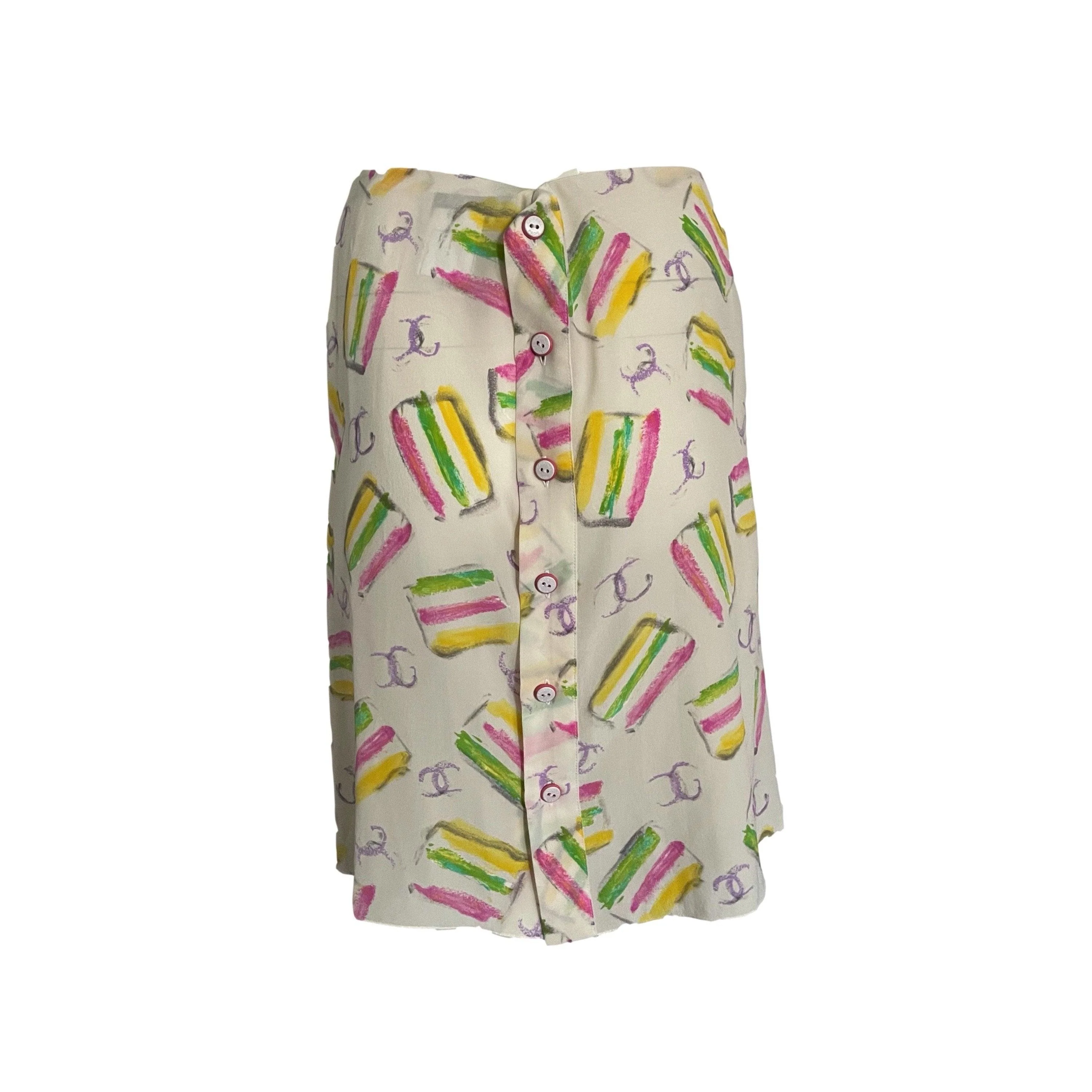 Chanel Pastel Cake Print Skirt - Image 2