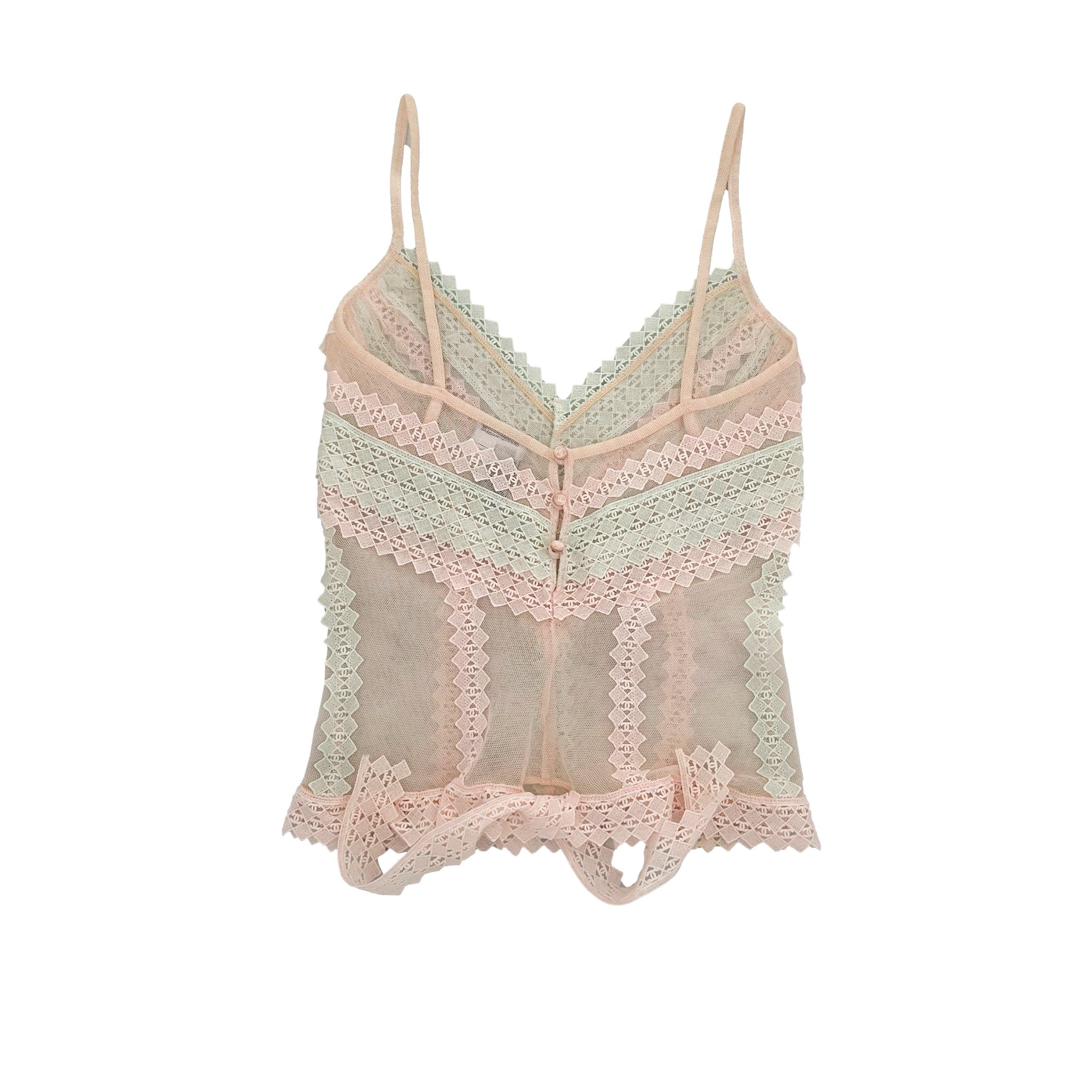 Chanel Pastel Lace Logo Tank - Image 2