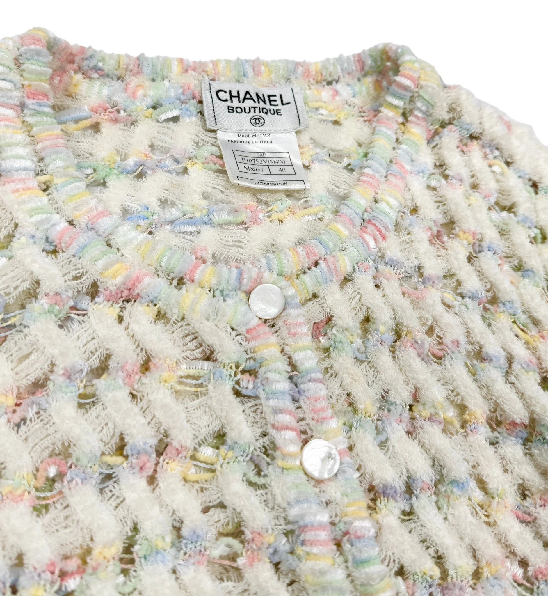 Chanel Pastel Open Weave Cardigan - Image 3
