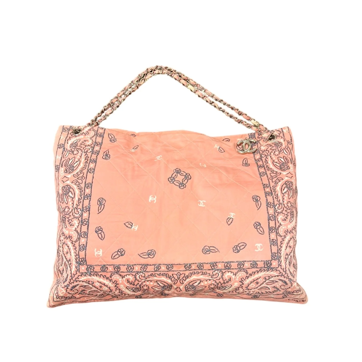 Chanel Peach Bandana Chain Shoulder Bag - Image 2