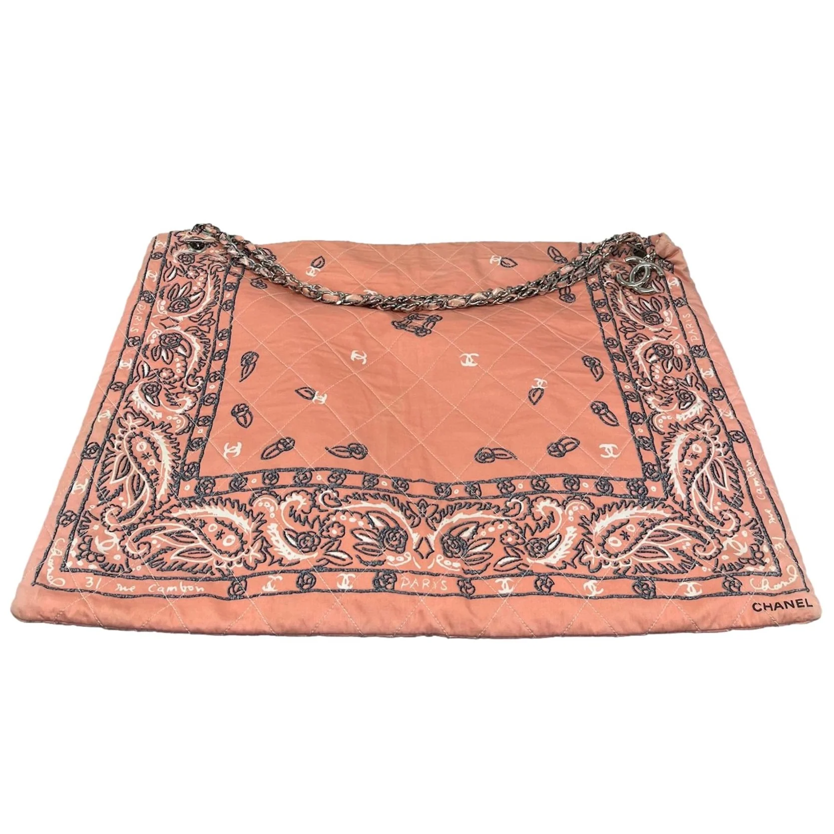 Chanel Peach Bandana Chain Shoulder Bag - Image 3
