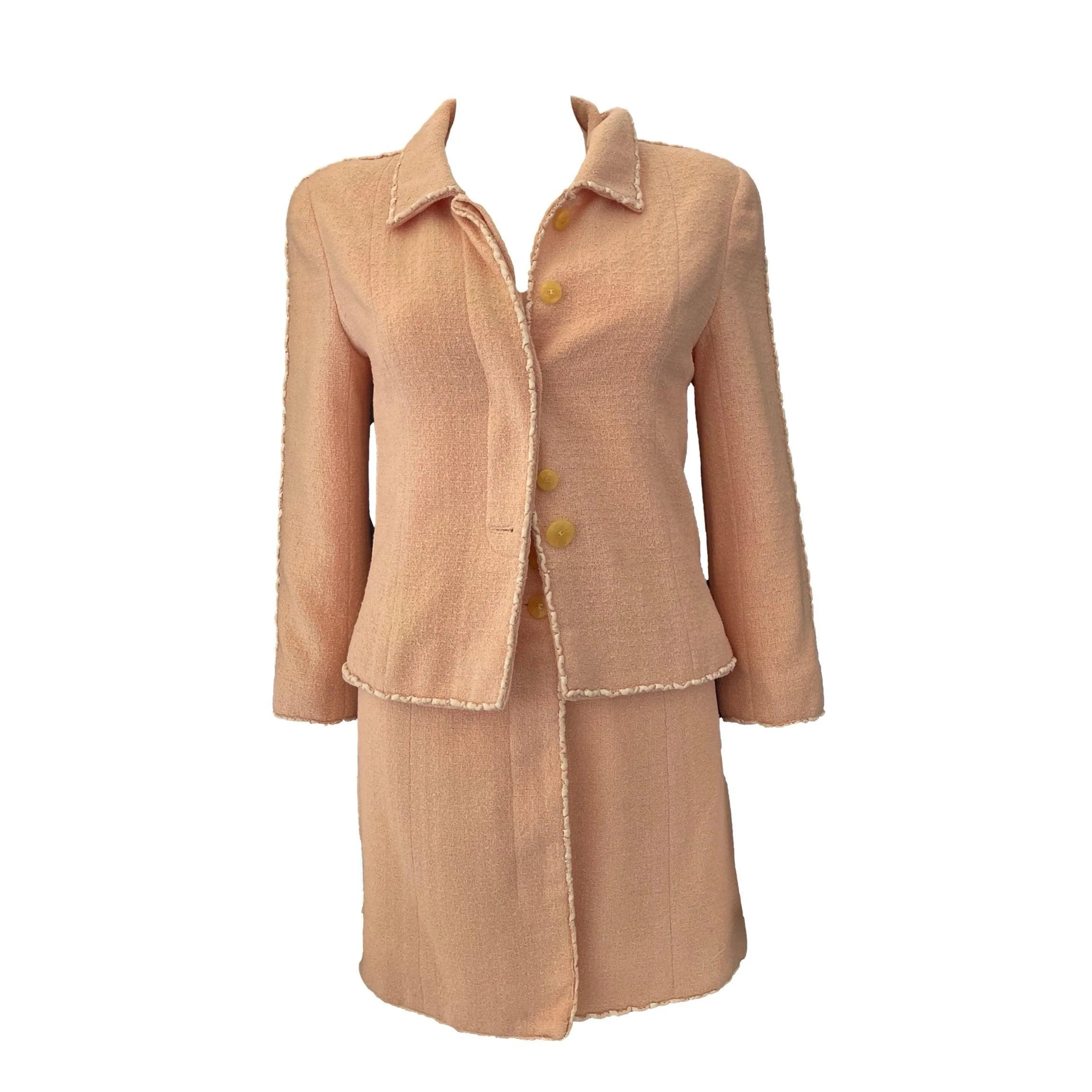 Chanel Peach Tweed Skirt Set