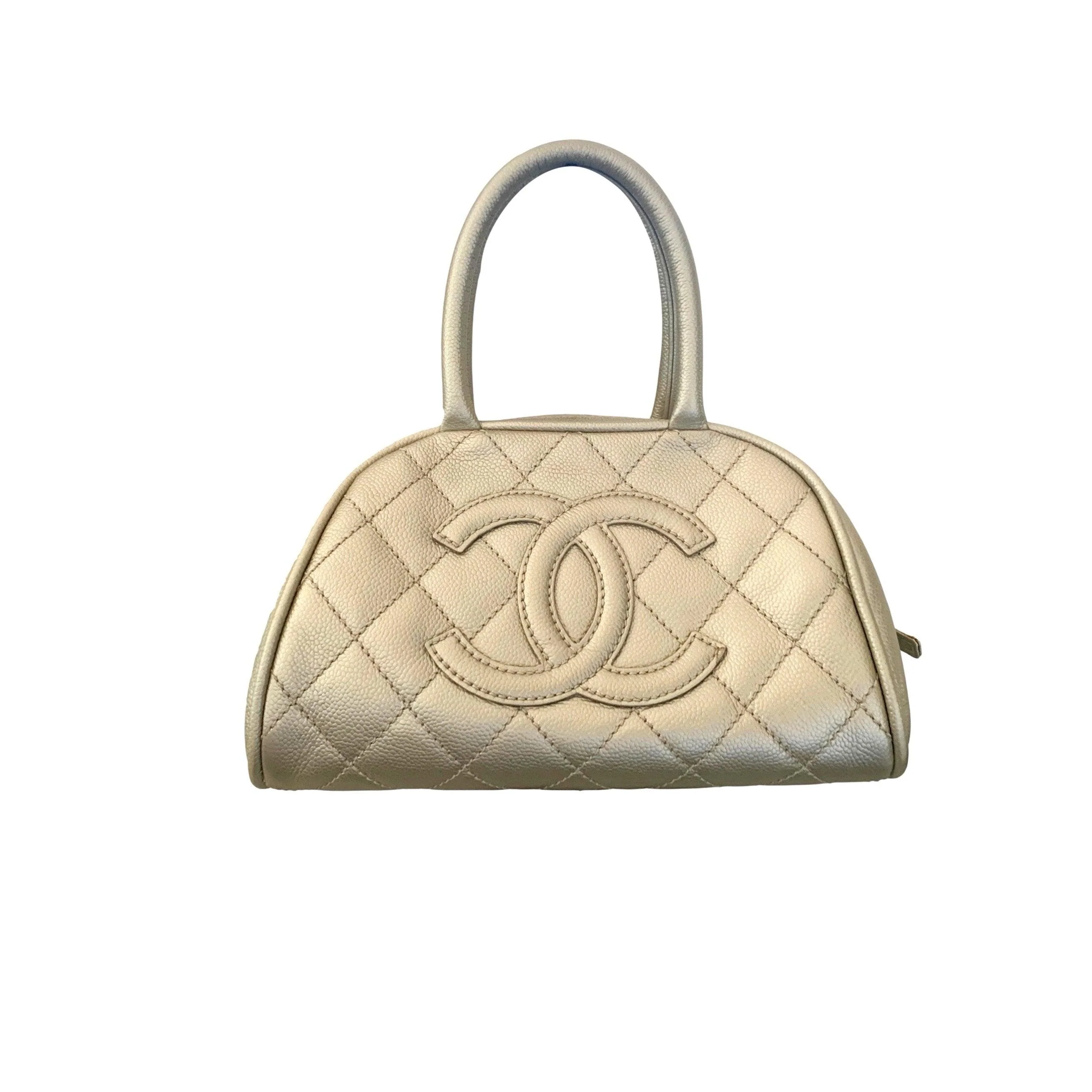 Chanel Pearlized Logo Small Boston Bag