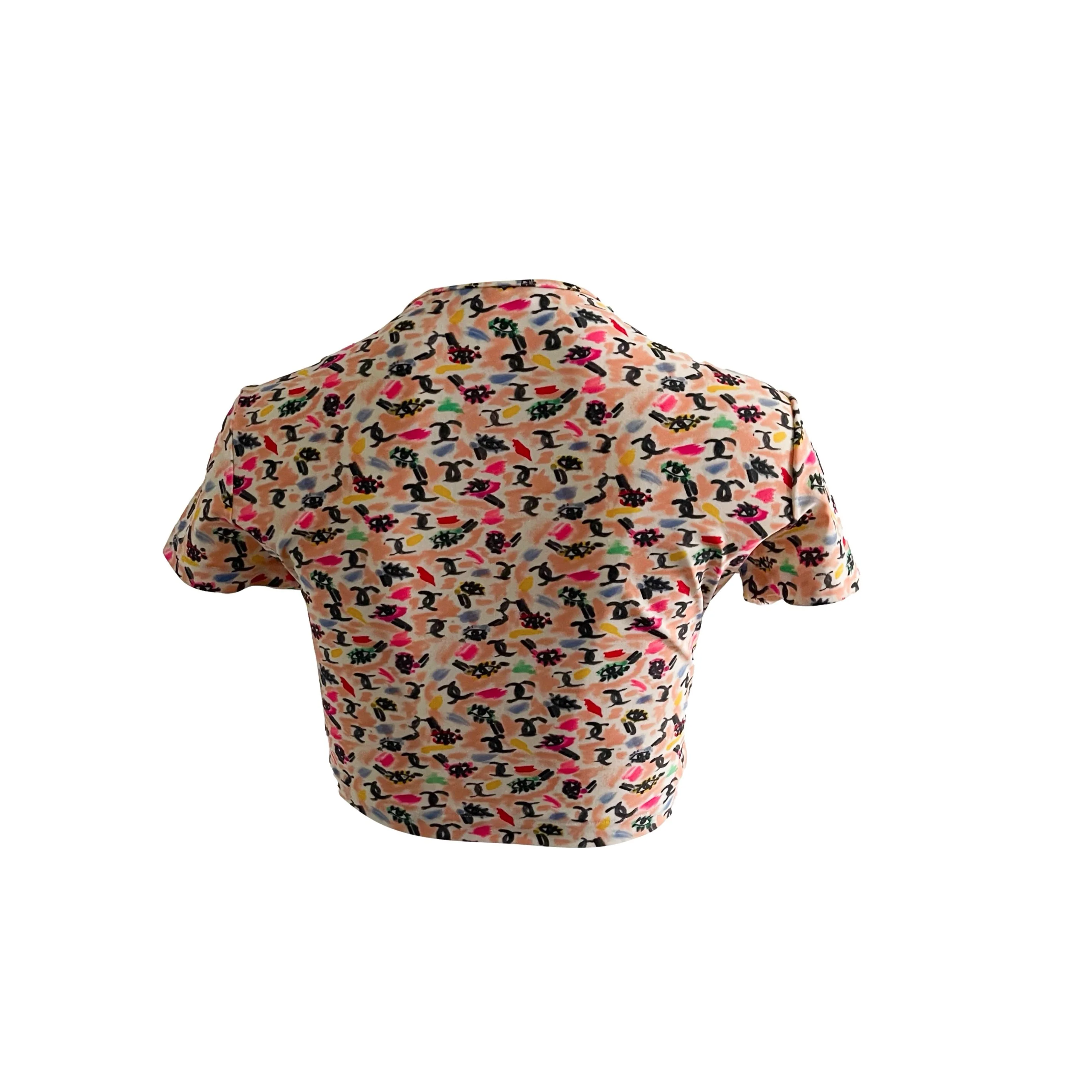 Chanel Pink All Over Eye Logo Crop Top - Image 2