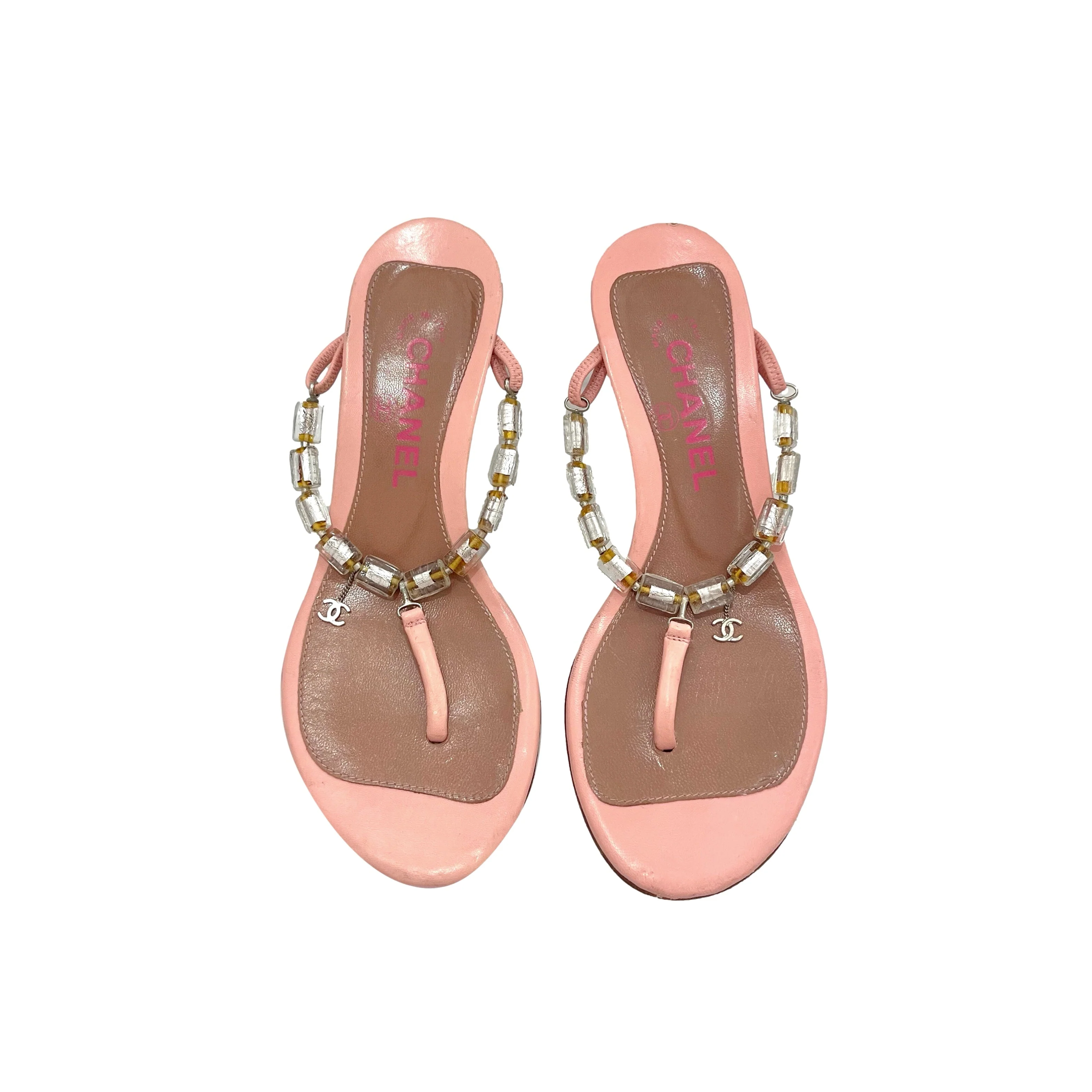 Chanel Pink Beaded Kitten Heels