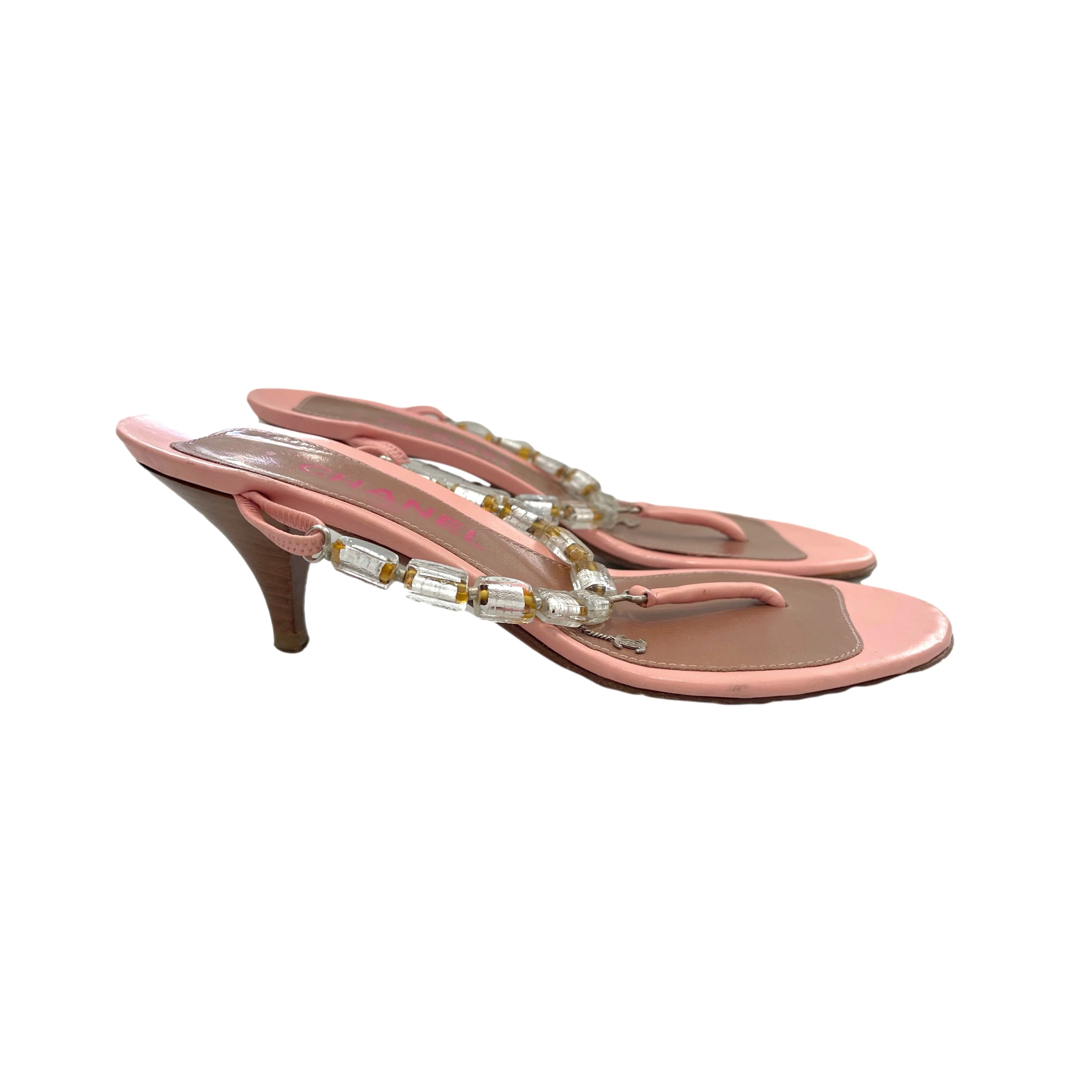Chanel Pink Beaded Kitten Heels - Image 3