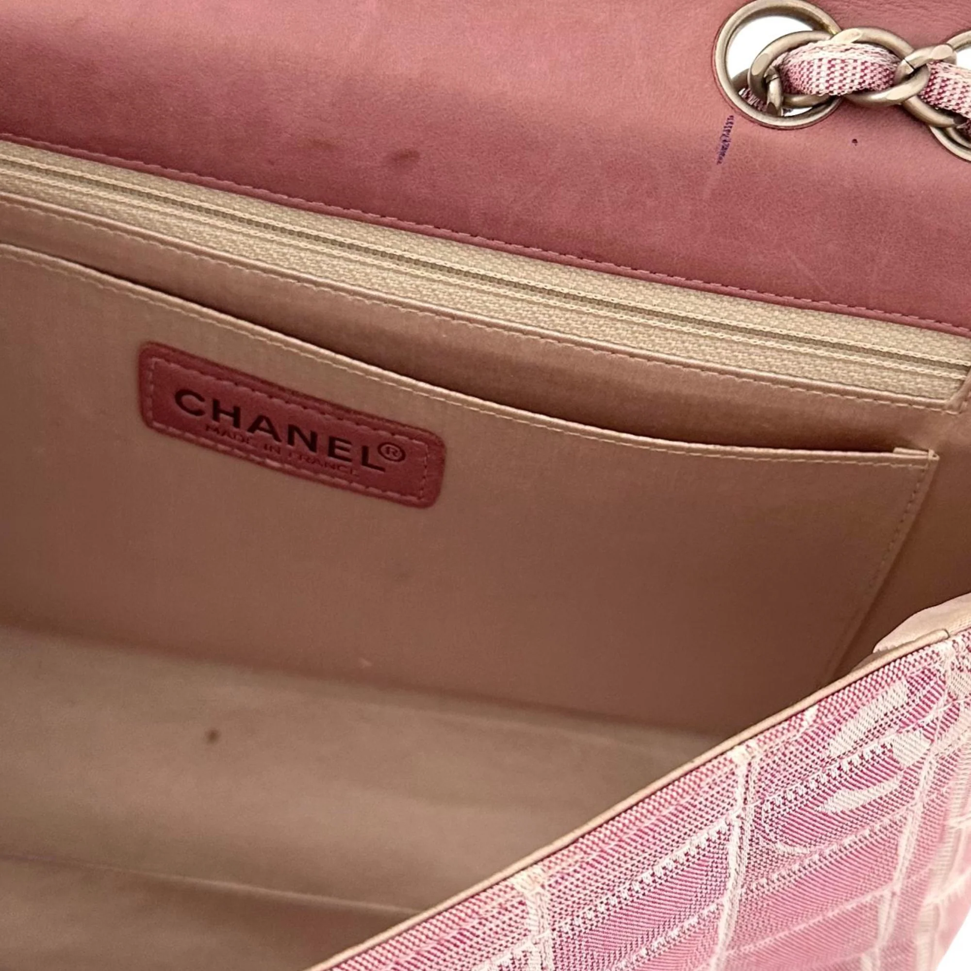 Chanel Pink Canvas Travel Line Flap Bag - Image 4