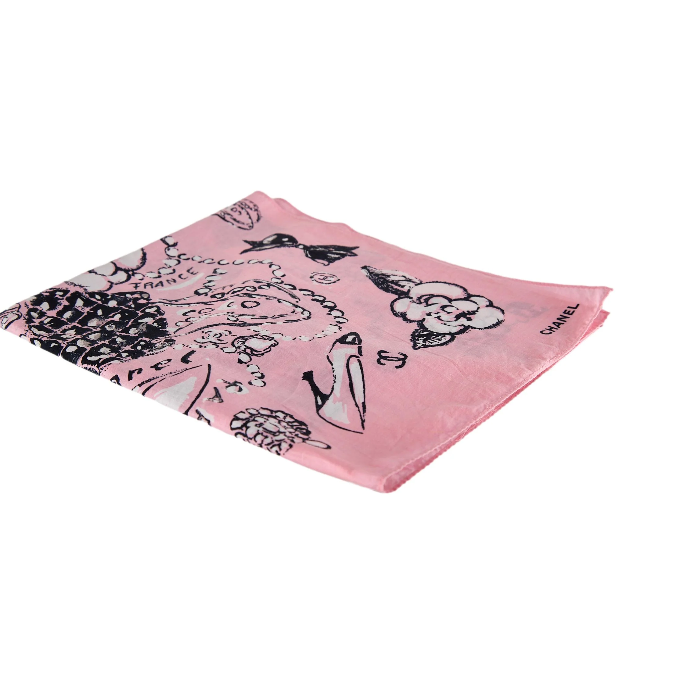 Chanel Pink 'Coco' Print Bandana - Image 2
