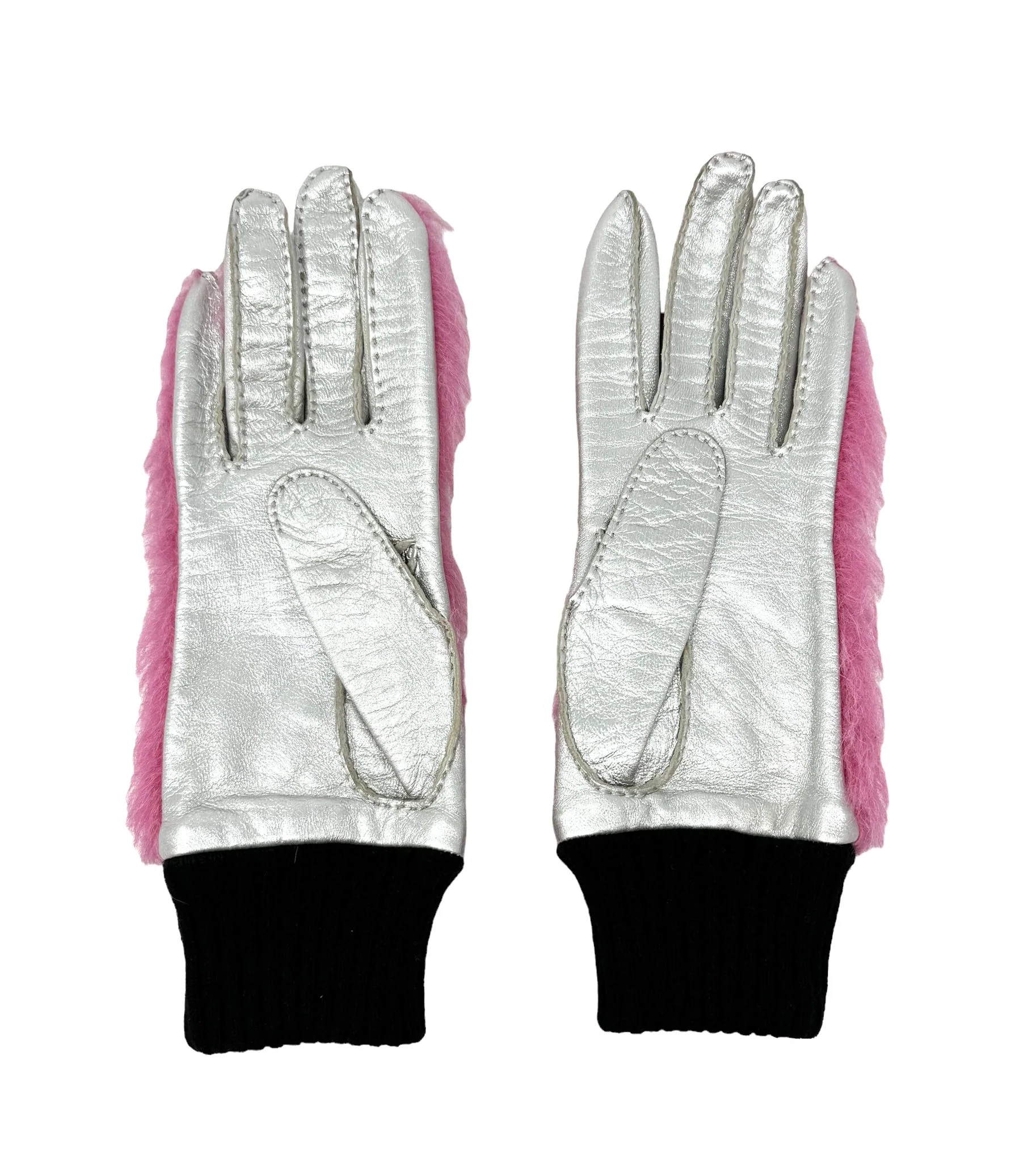 Chanel Pink Fur Gloves - Image 2
