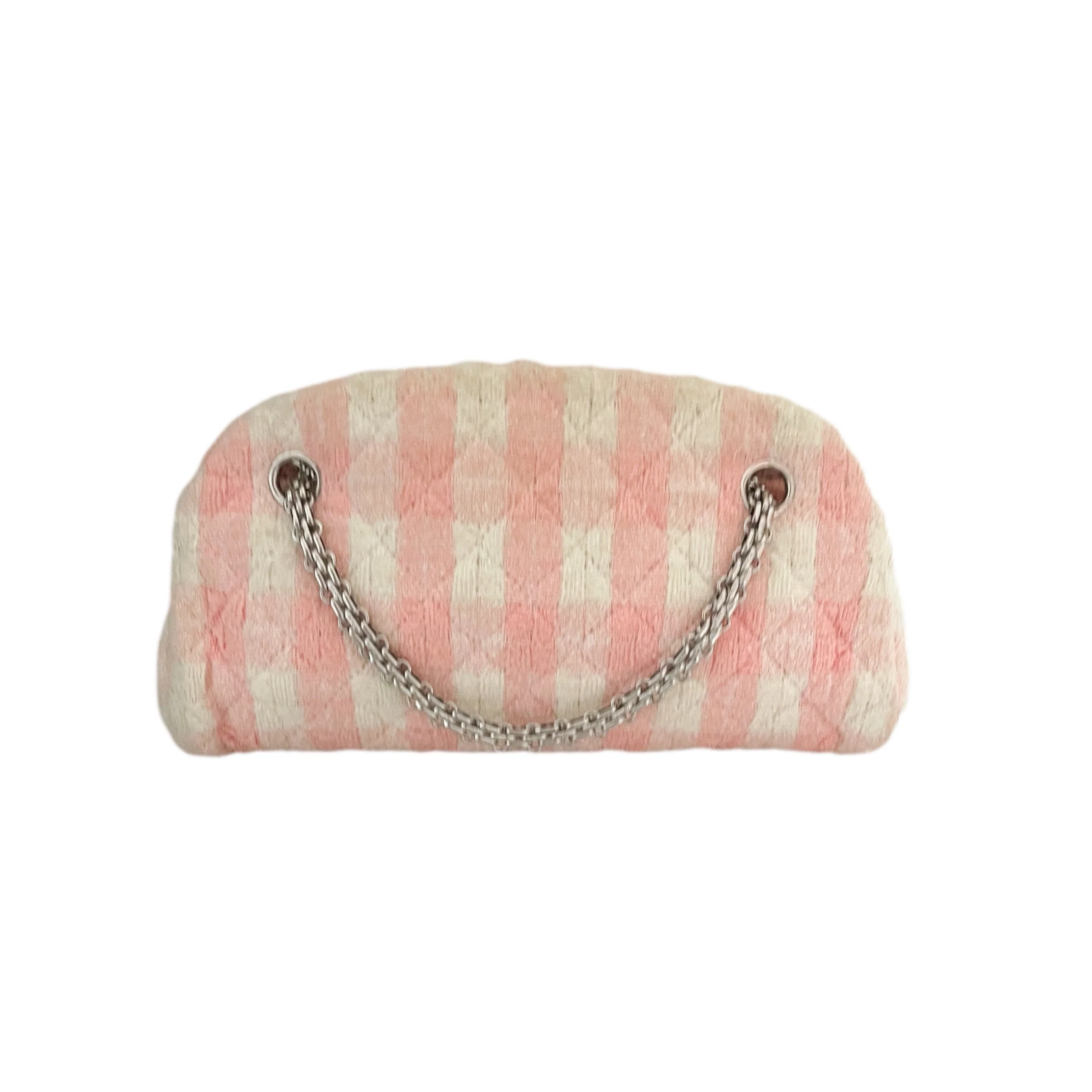 Chanel Pink Gingham Tweed Chain Logo Bag - Image 2
